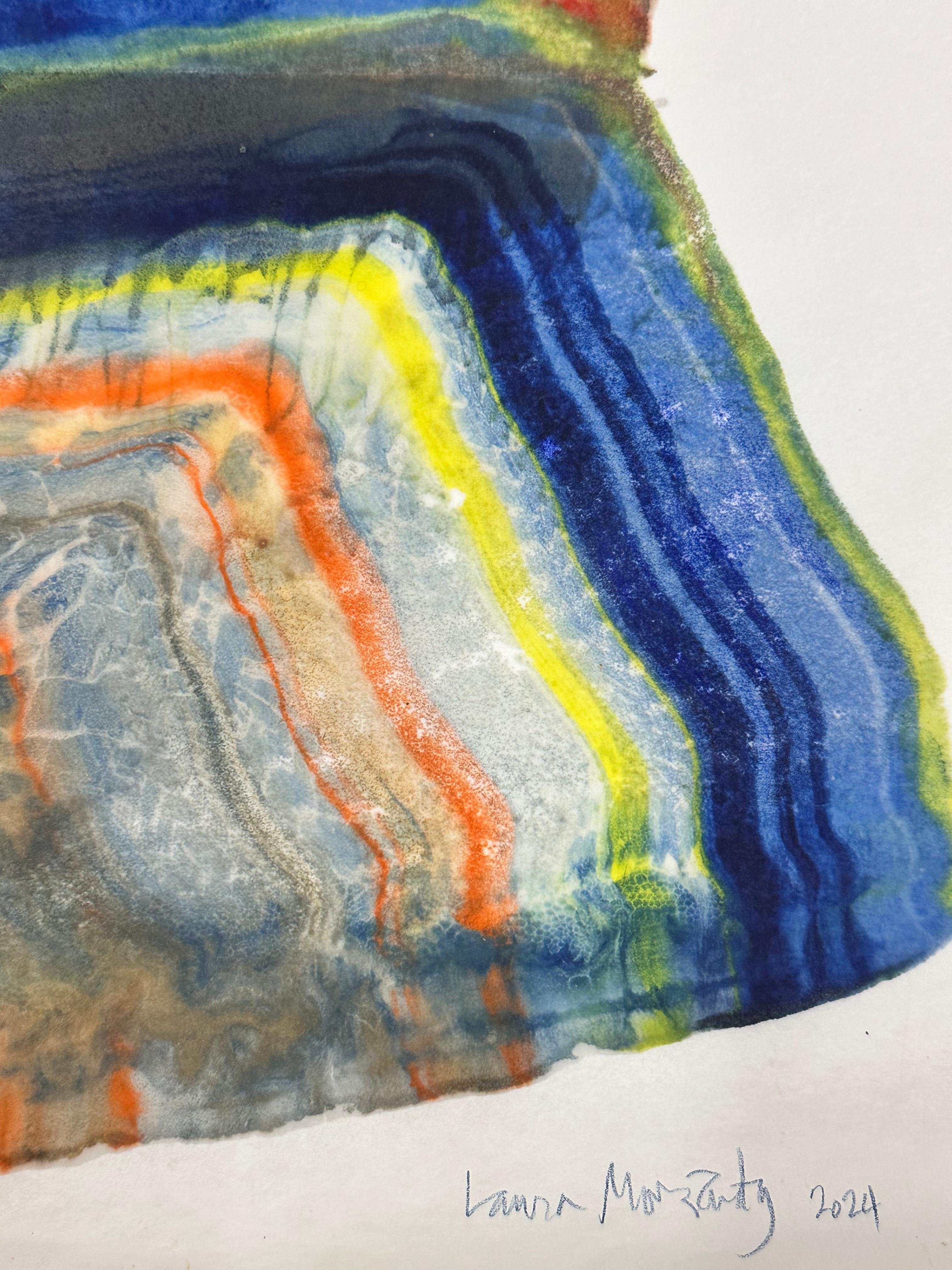 Evolving by Drift - Zeitgenössische abstrakte Geologie Enkaustik-Monotypie, 2024 im Angebot 5