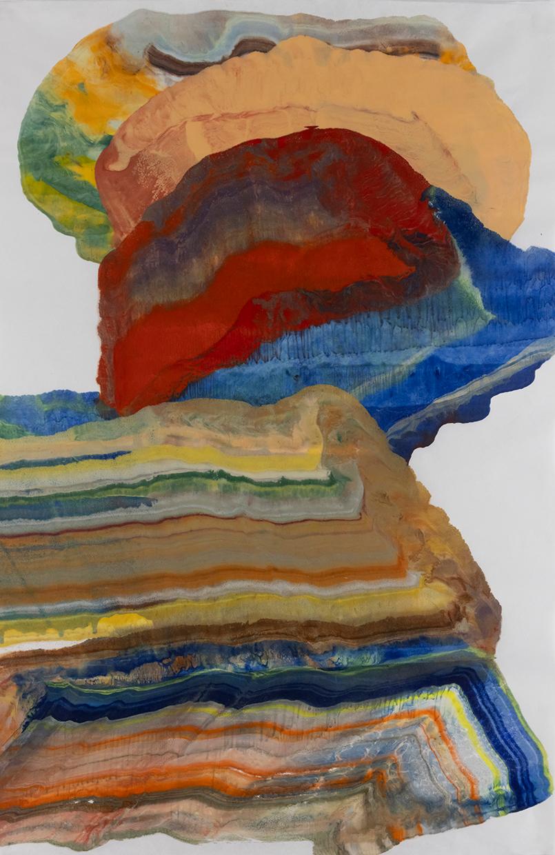 Laura Moriarty Abstract Print – Evolving by Drift - Zeitgenössische abstrakte Geologie Enkaustik-Monotypie, 2024