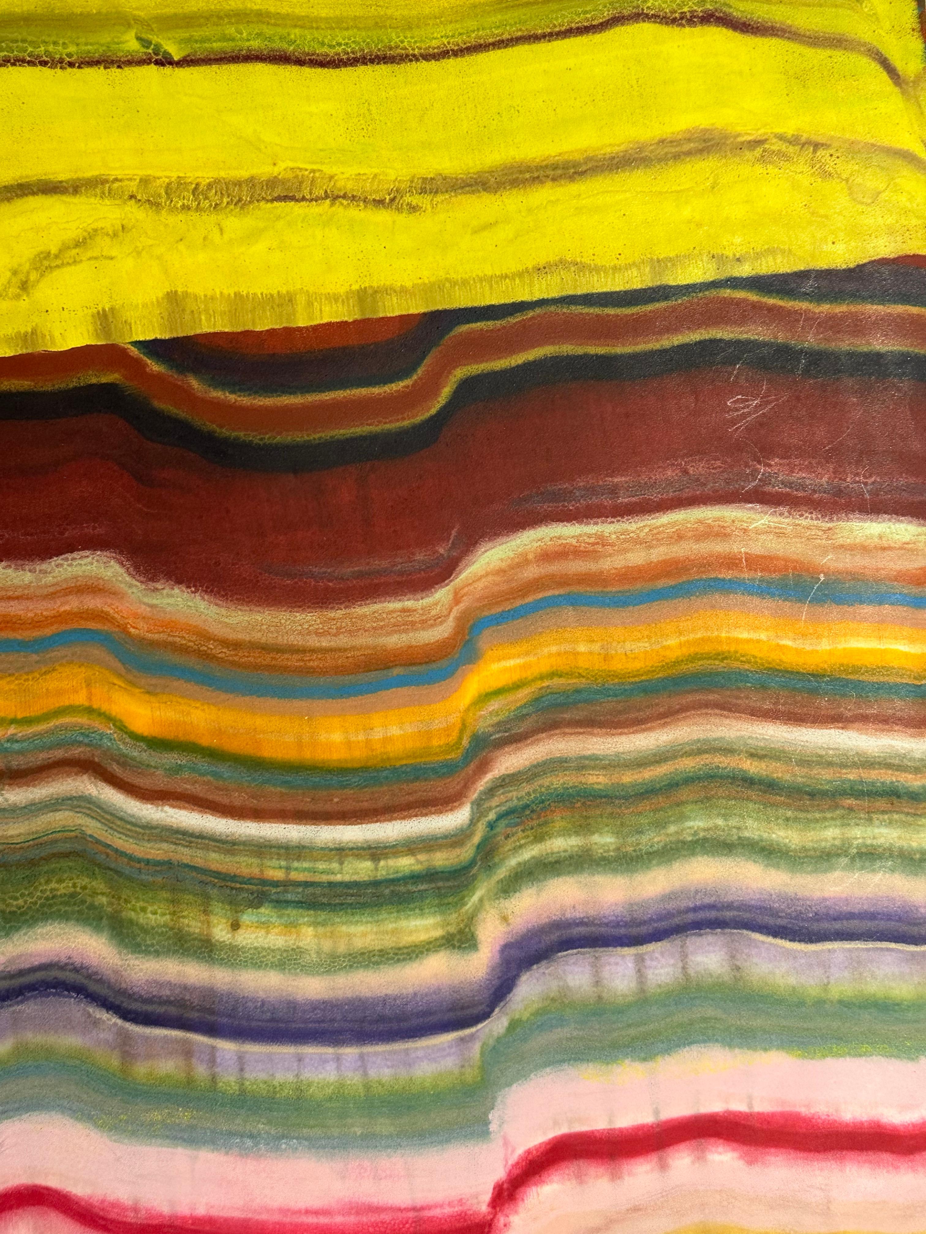 Ex Uno Plures Eight - Zeitgenössische geologische Neongelb-Magenta-Monotypie, 2020 im Angebot 4