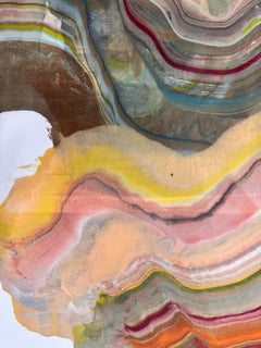 Schema di volo - monotipo a encausto di geologia astratta contemporanea, 2024