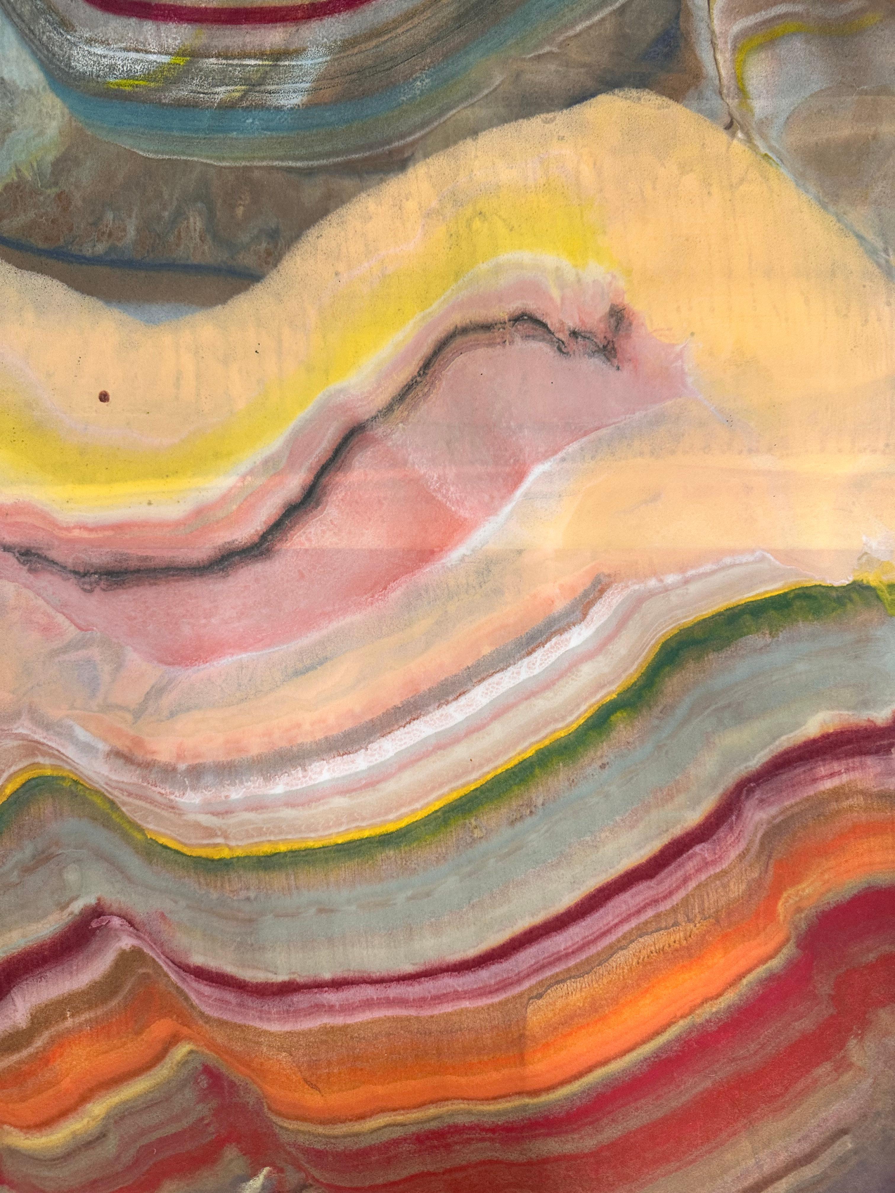 Flight Pattern - Zeitgenössische abstrakte Geologie Enkaustik-Monotypie, 2024 (Braun), Abstract Print, von Laura Moriarty