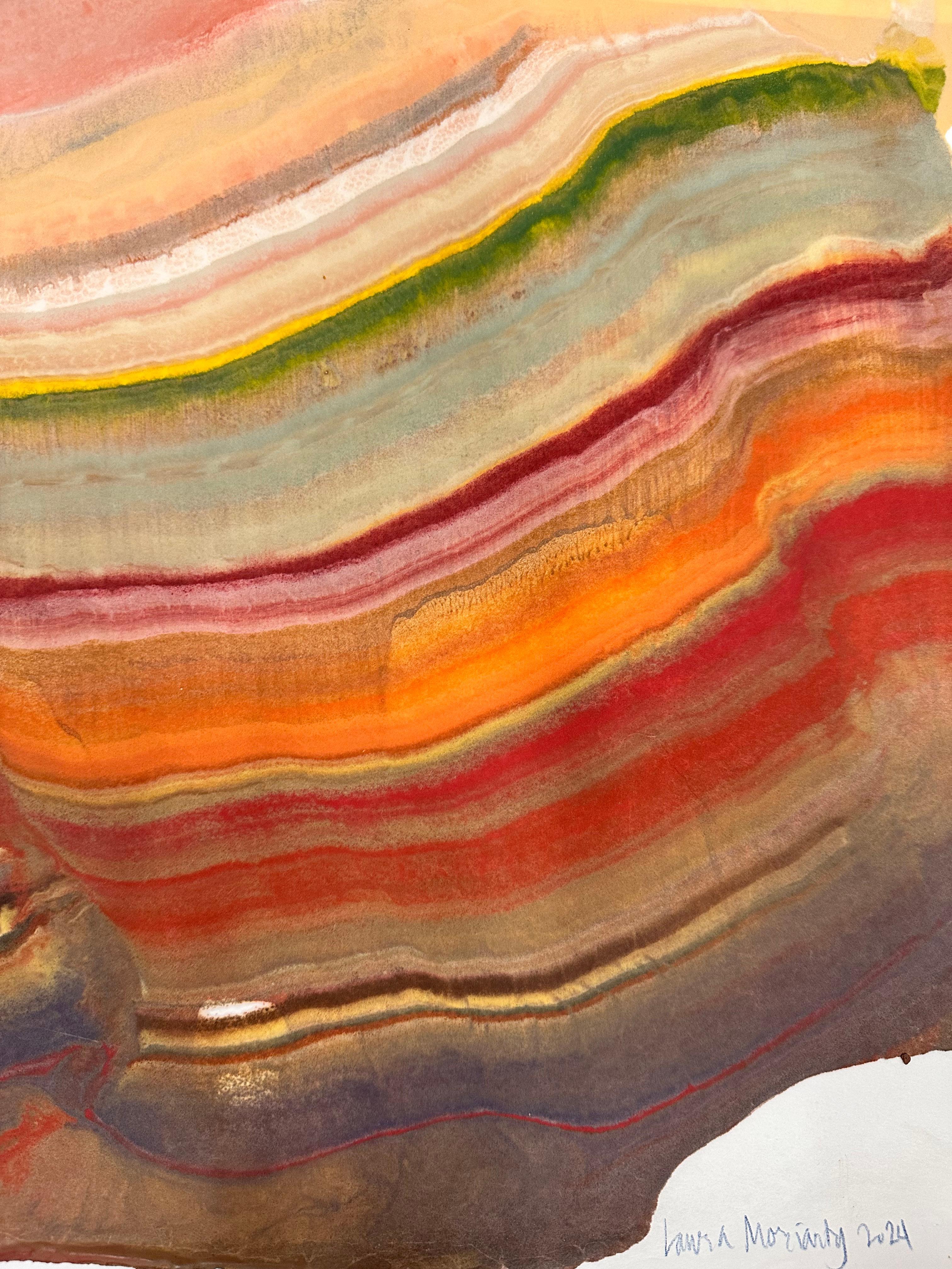 Flight Pattern - Zeitgenössische abstrakte Geologie Enkaustik-Monotypie, 2024 im Angebot 1
