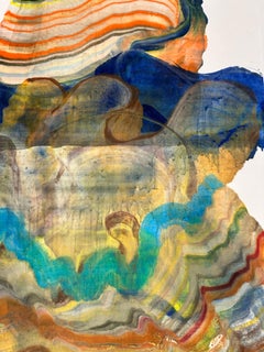 Folds - Contemporary Abstract Geology Encaustic Monotype, 2024