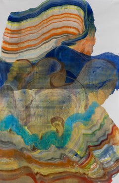 Folds - Contemporary Abstract Geology Encaustic Monotype, 2024