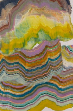 Frills - Contemporary Abstract Geology Encaustic Monotype Yellow Lilac, 2025