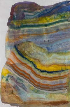 Glacial Reality - Contemporary Abstract Geology Encaustic Monotype, 2024