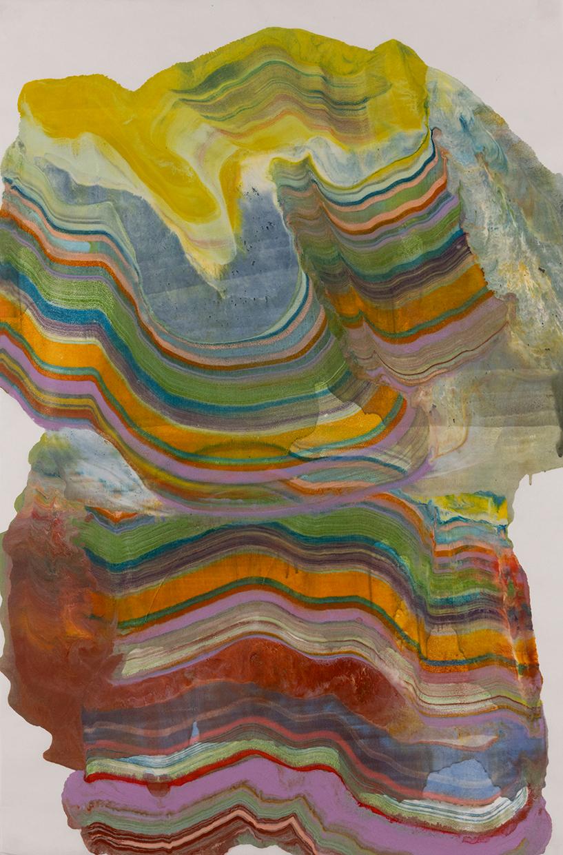 Humble Hillock - Monotipo Encáustico de Geología Abstracta Contemporánea Lila, 2025