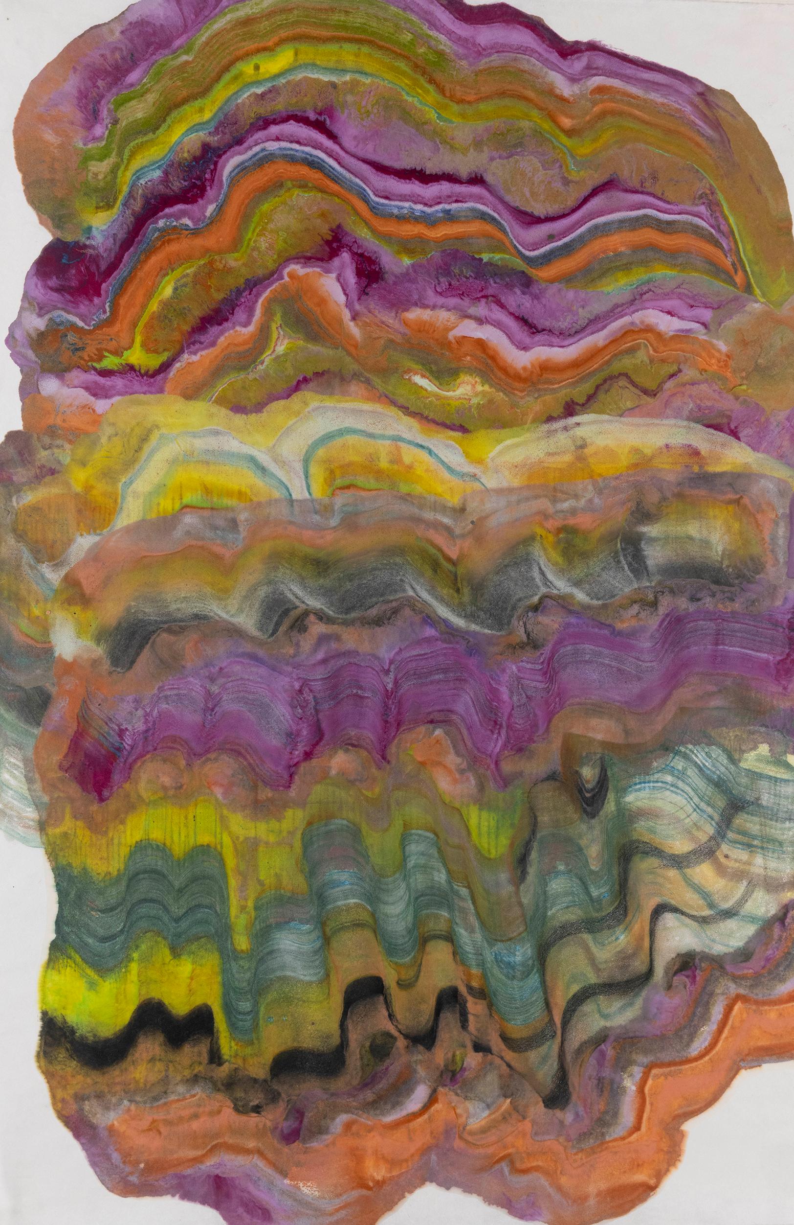 Love-Flooded Brain - Contemporary Abstract Geology Encaustic Monotype, 2025