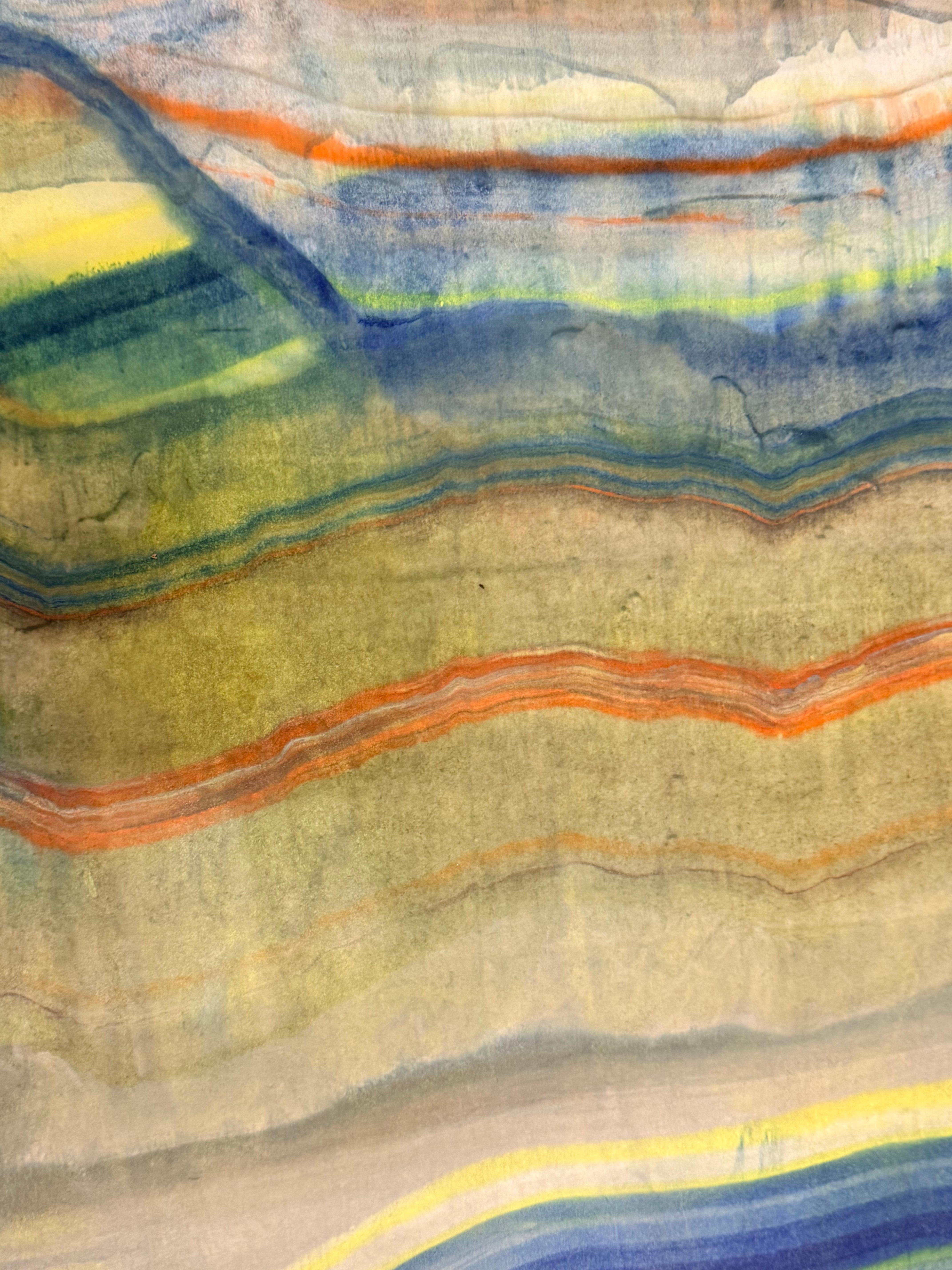 Mineral Memory - Zeitgenössische abstrakte Geologie Enkaustik-Monotypie Gelb, 2024 im Angebot 6