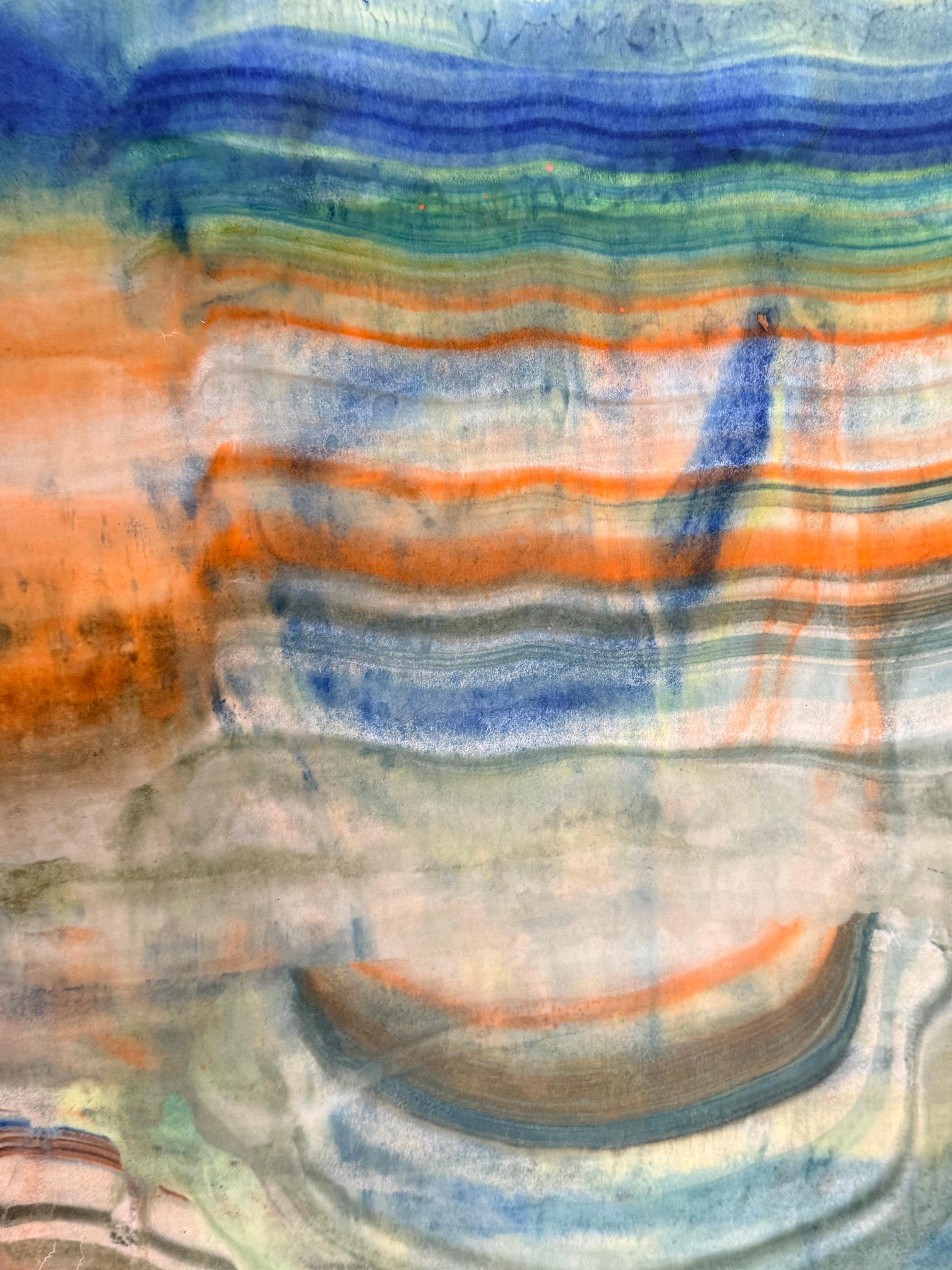 Mineral Memory - Zeitgenössische abstrakte Geologie Enkaustik-Monotypie Gelb, 2024 im Angebot 8