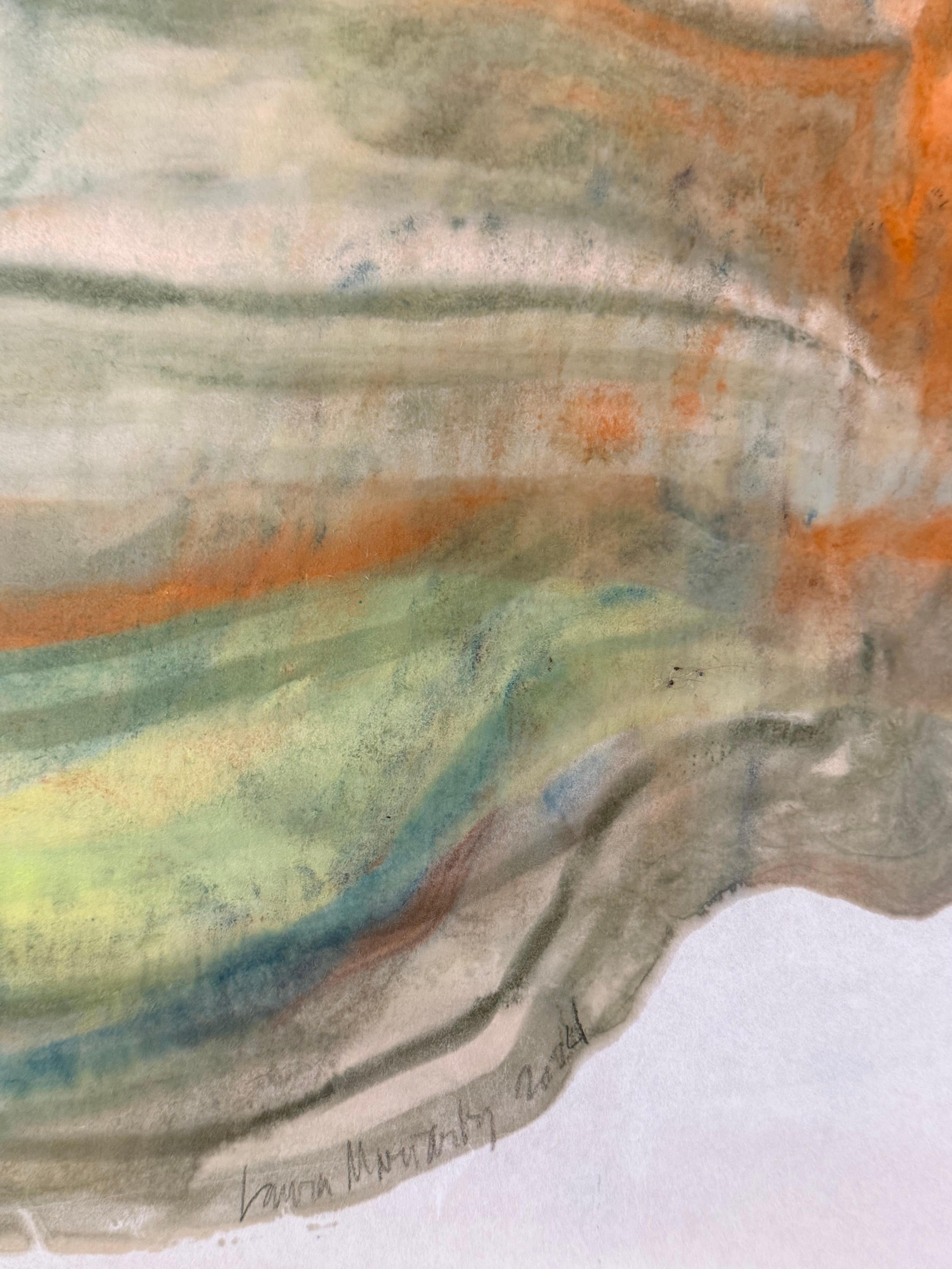 Mineral Memory - Zeitgenössische abstrakte Geologie Enkaustik-Monotypie Gelb, 2024 im Angebot 9