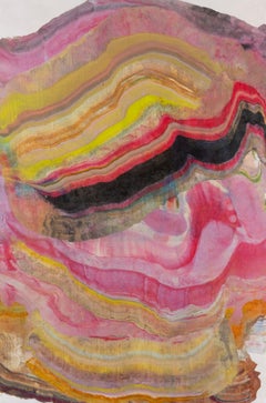 Morning of a New Day - Geologia astratta monotipo encausto rosa giallo, 2025