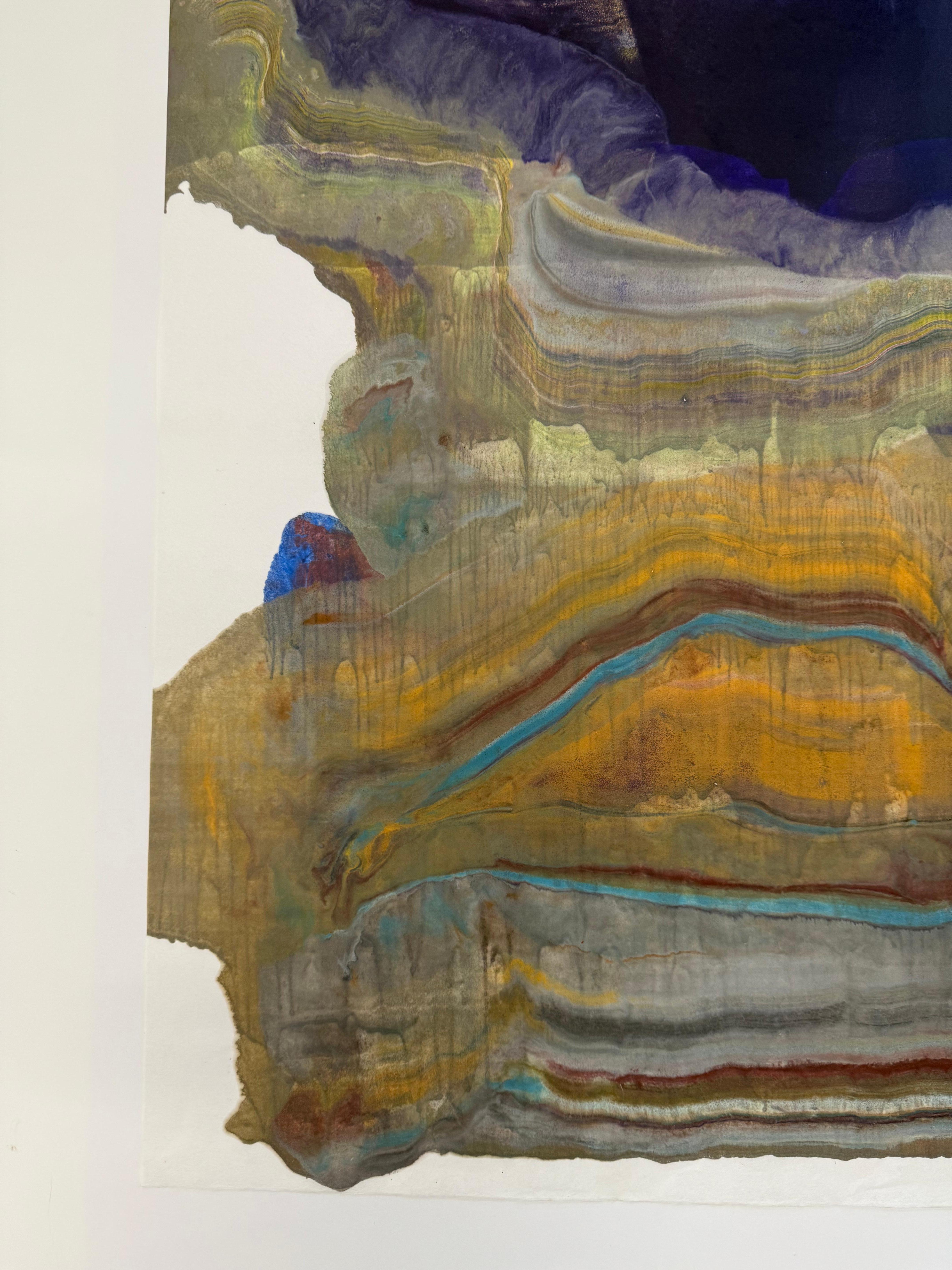 Overcast - Geologia astratta contemporanea Encausto Monotipo Viola, 2025 - Print Contemporaneo di Laura Moriarty