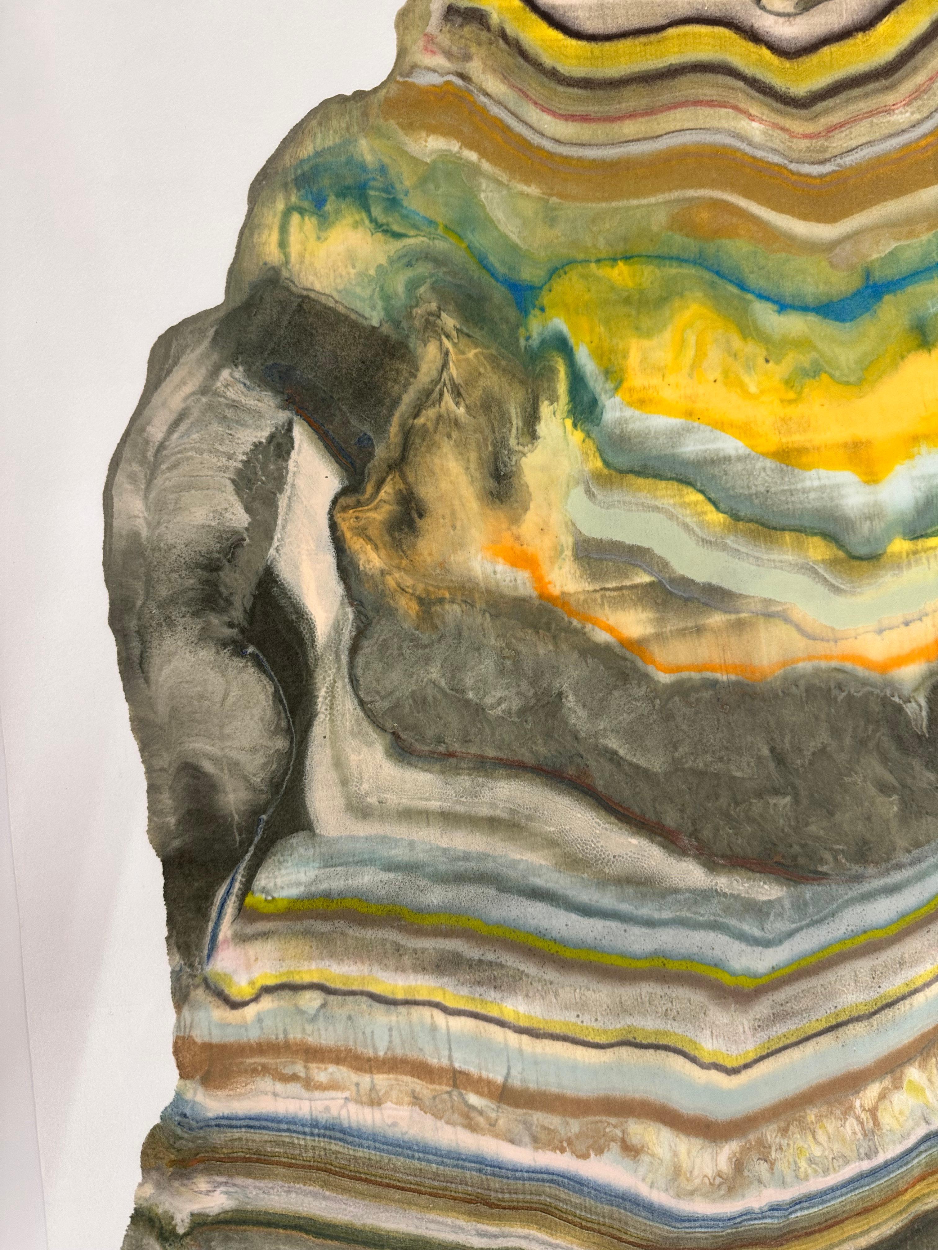 Sedementations - Contemporary Abstract Geology Encaustic Monotype, 2024 - Print by Laura Moriarty