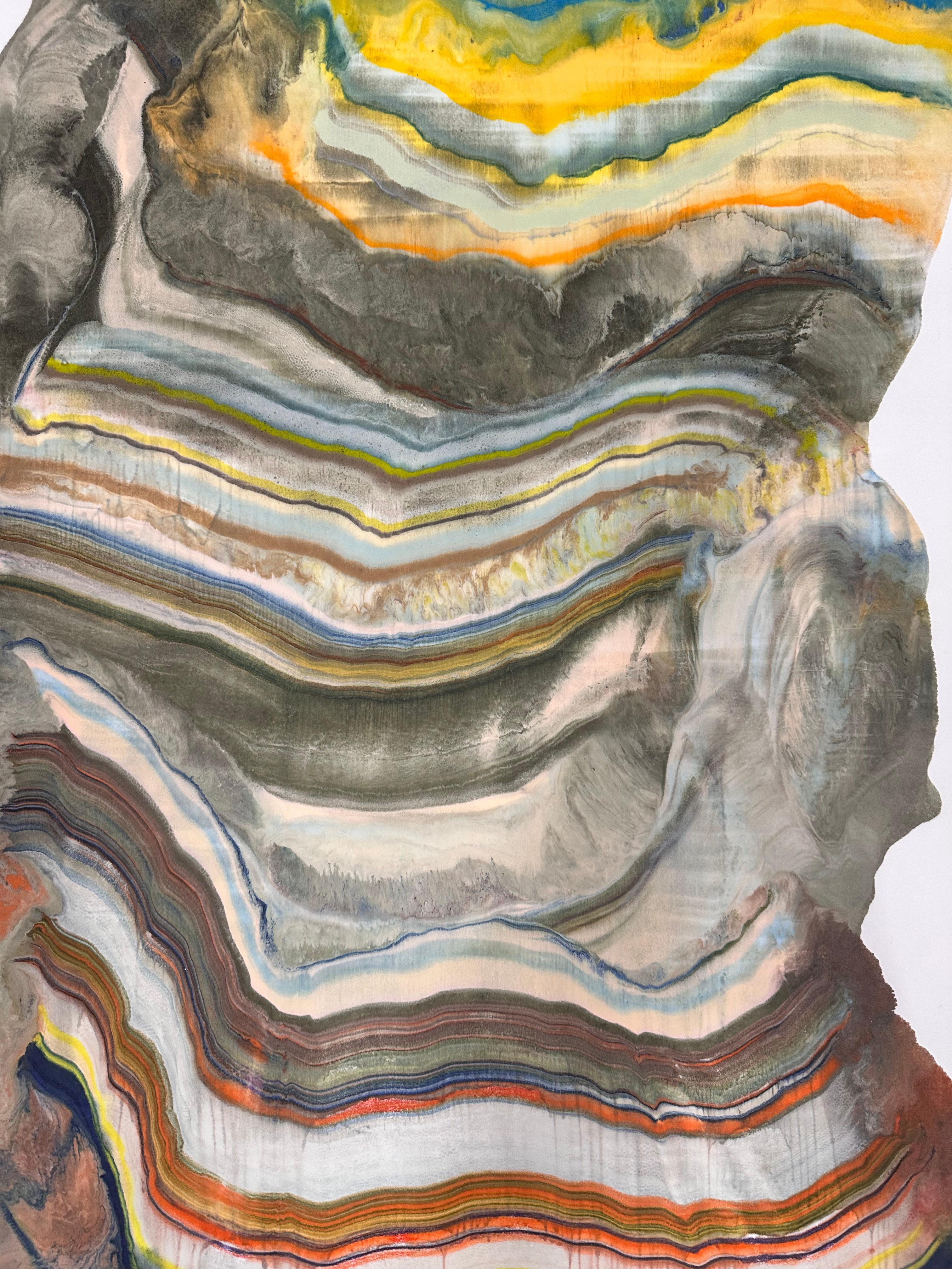 Sedementations - Contemporary Abstract Geology Encaustic Monotype, 2024 1