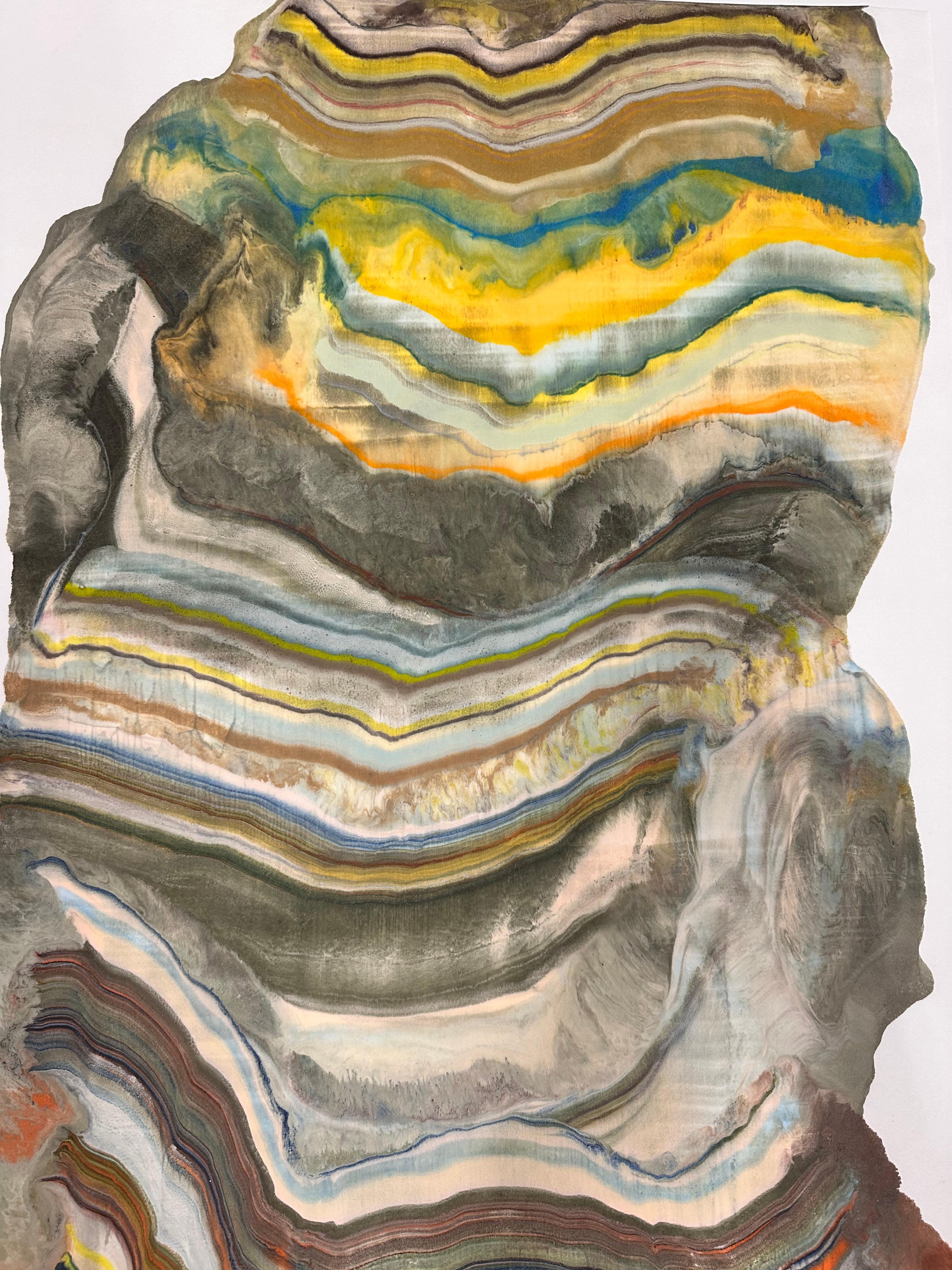 Sedementations - Contemporary Abstract Geology Encaustic Monotype, 2024 2