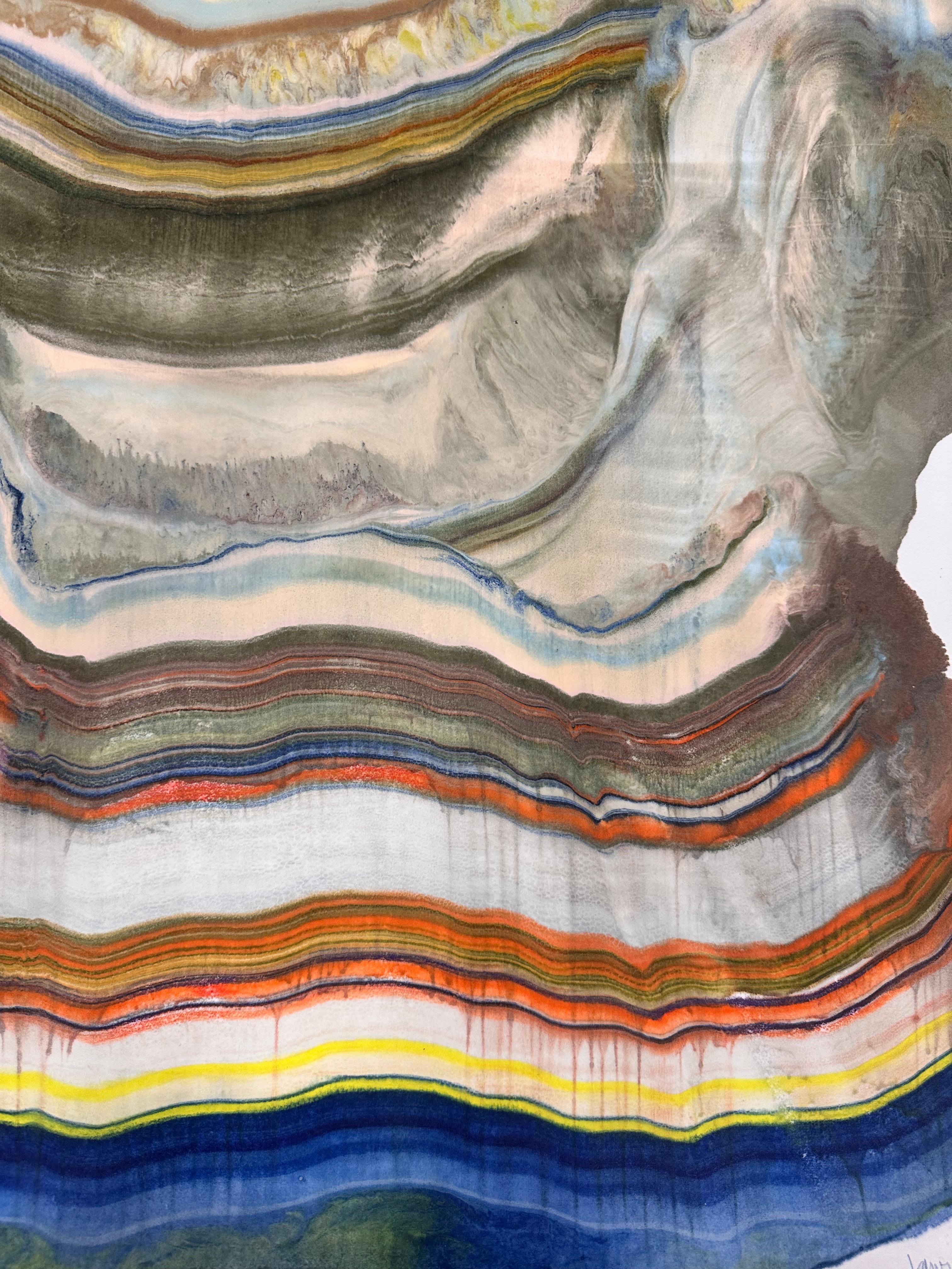 Sedementations - Contemporary Abstract Geology Encaustic Monotype, 2024 3