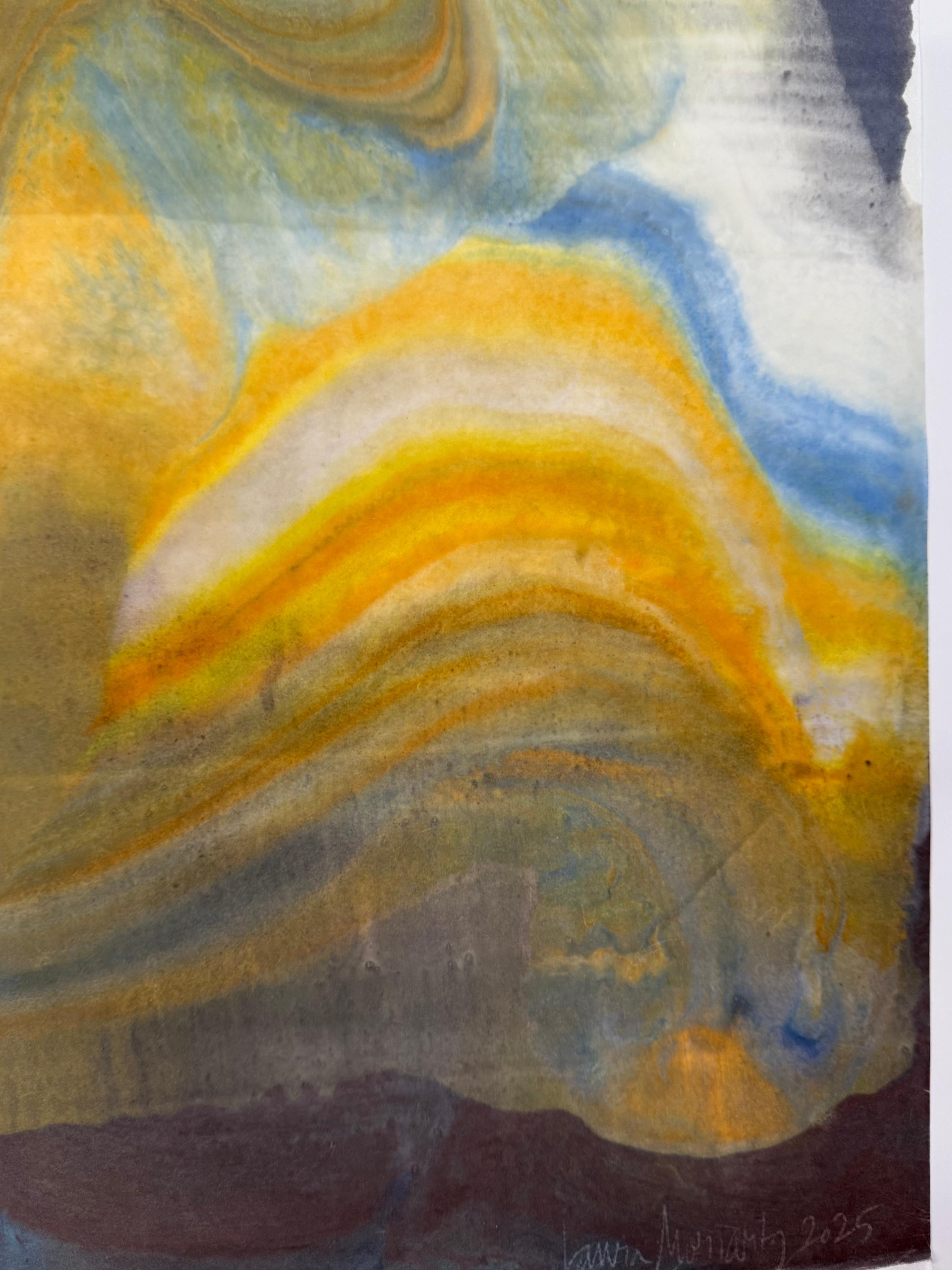 Gigante dormido - Monotipo encáustico de geología abstracta contemporánea Violeta, 2025 en venta 3