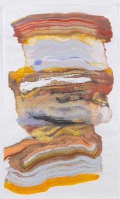 Señales de Humo Dos - Geología Abstracta Monotipo Encáustico Pergamino Azul Pálido, 2025