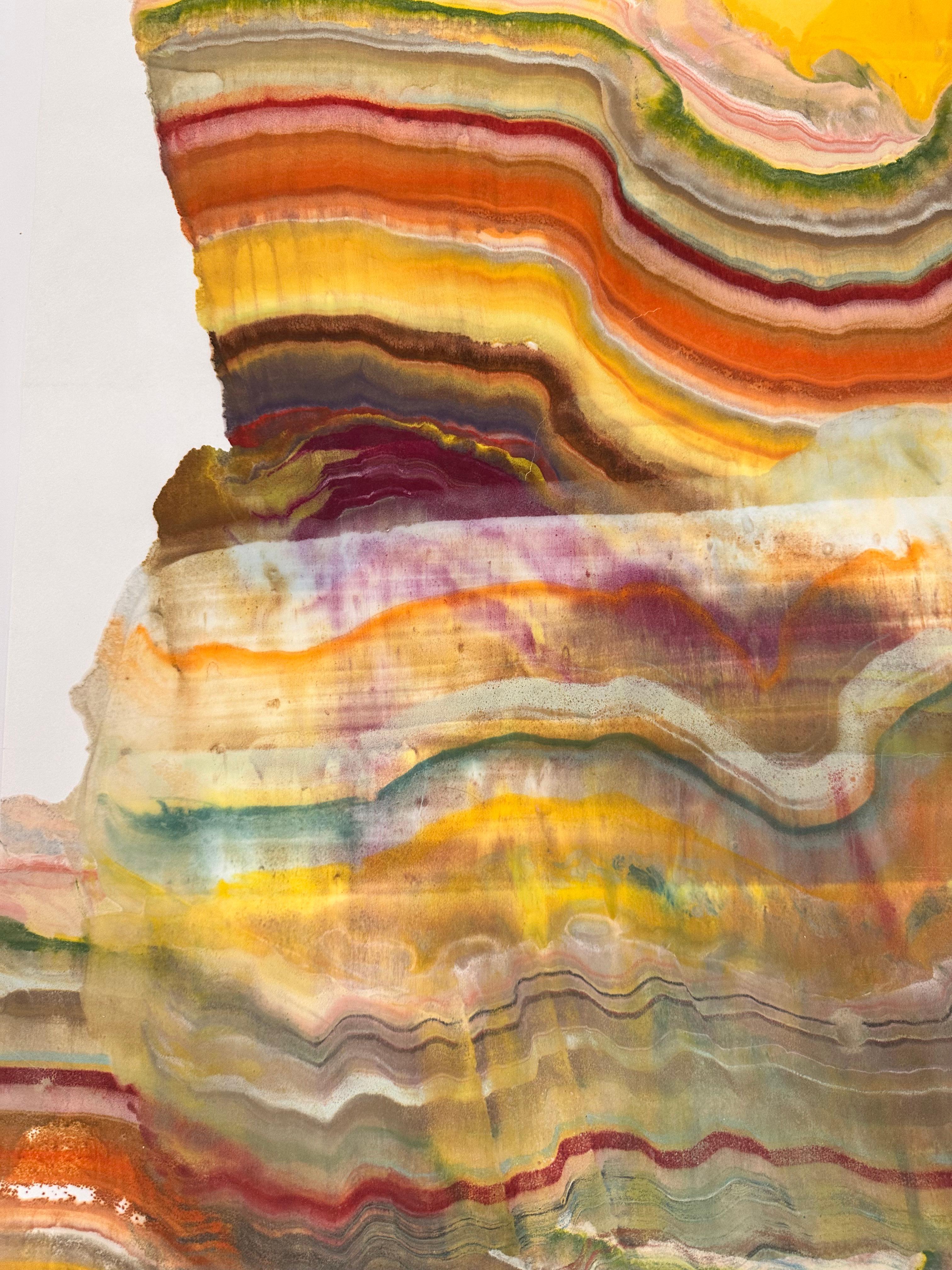 Electricidad estática - Monotipo encáustico de geología abstracta contemporánea, 2024 en venta 1