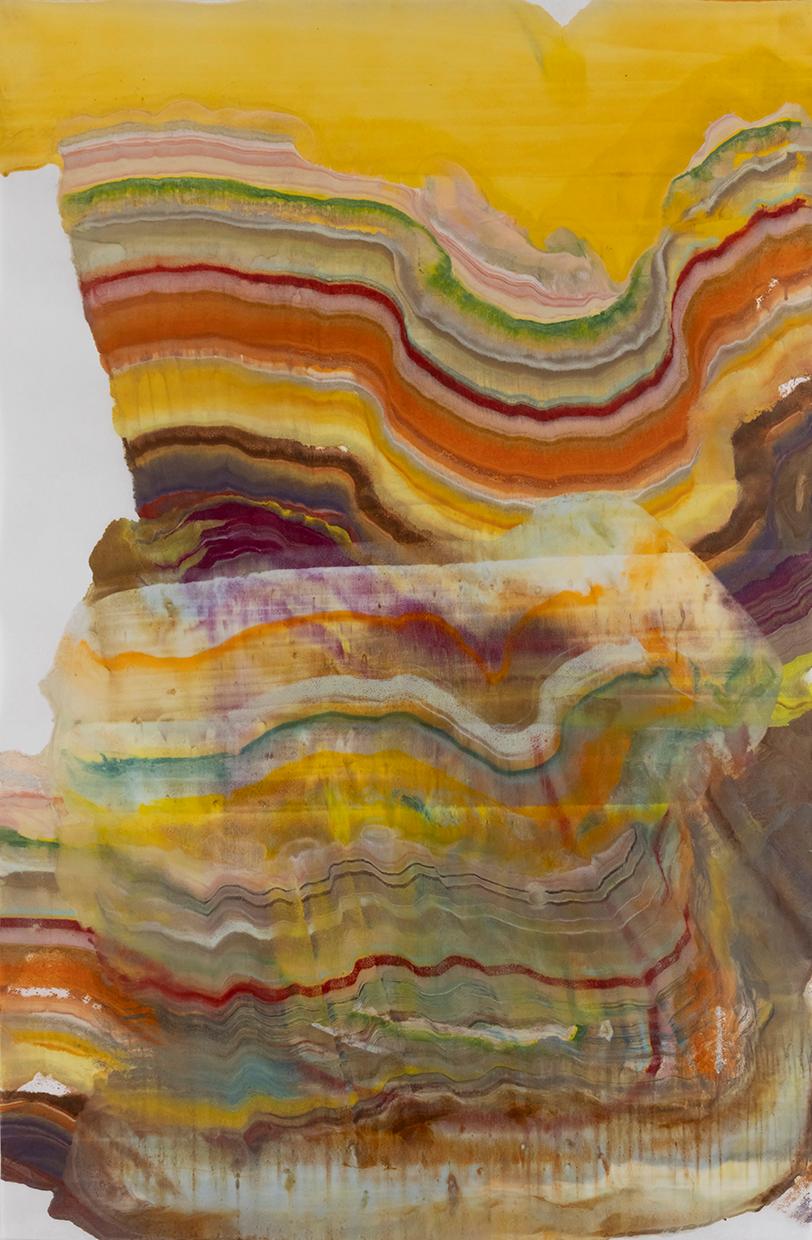 Laura Moriarty Abstract Print – Statische Elektrizität - Zeitgenössische abstrakte Geologie Enkaustik-Monotypie, 2024