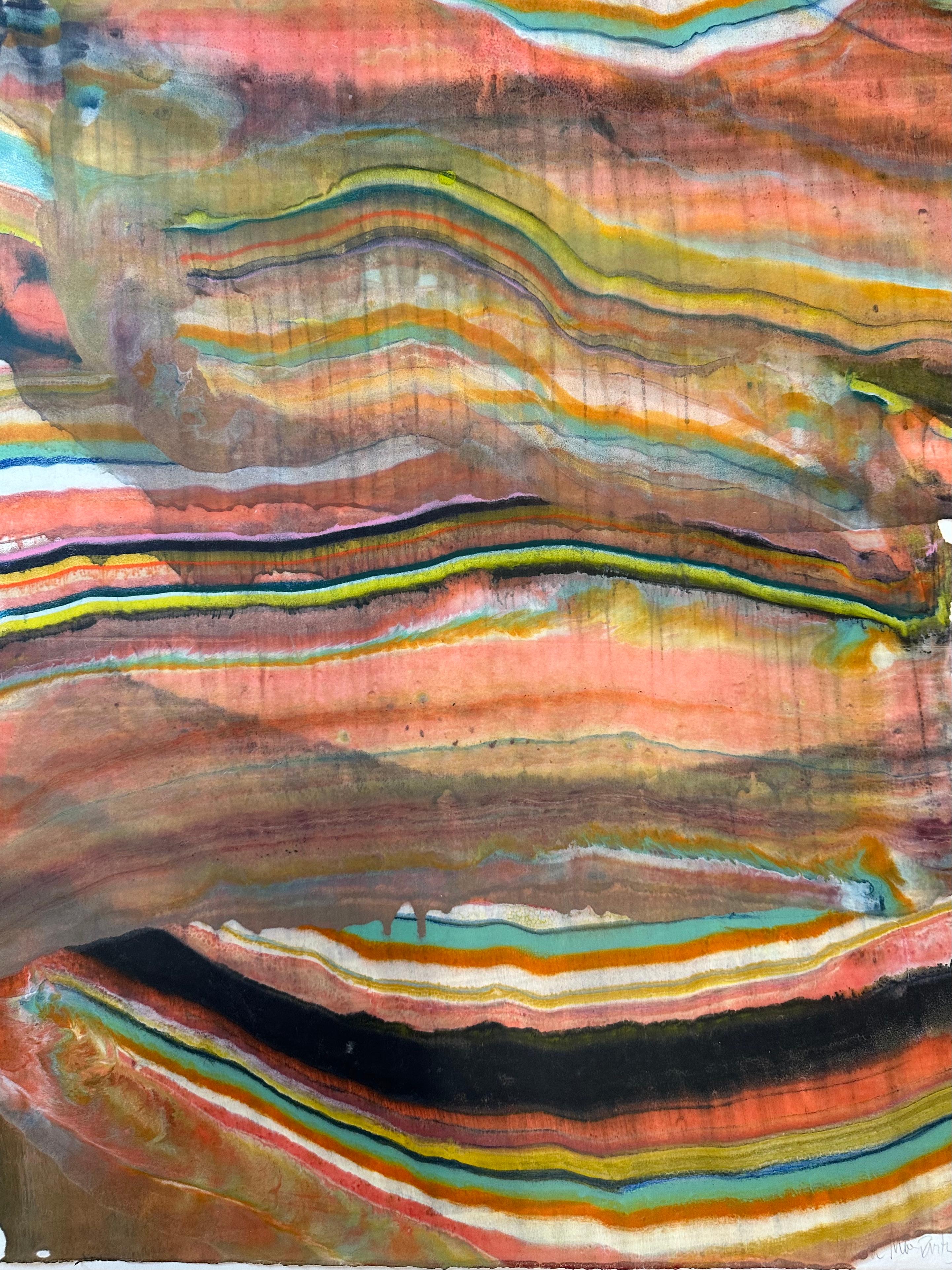 Talking to Rocks 10 - Monotipo geologico astratto contemporaneo ad encausto, 2023 - Print Contemporaneo di Laura Moriarty