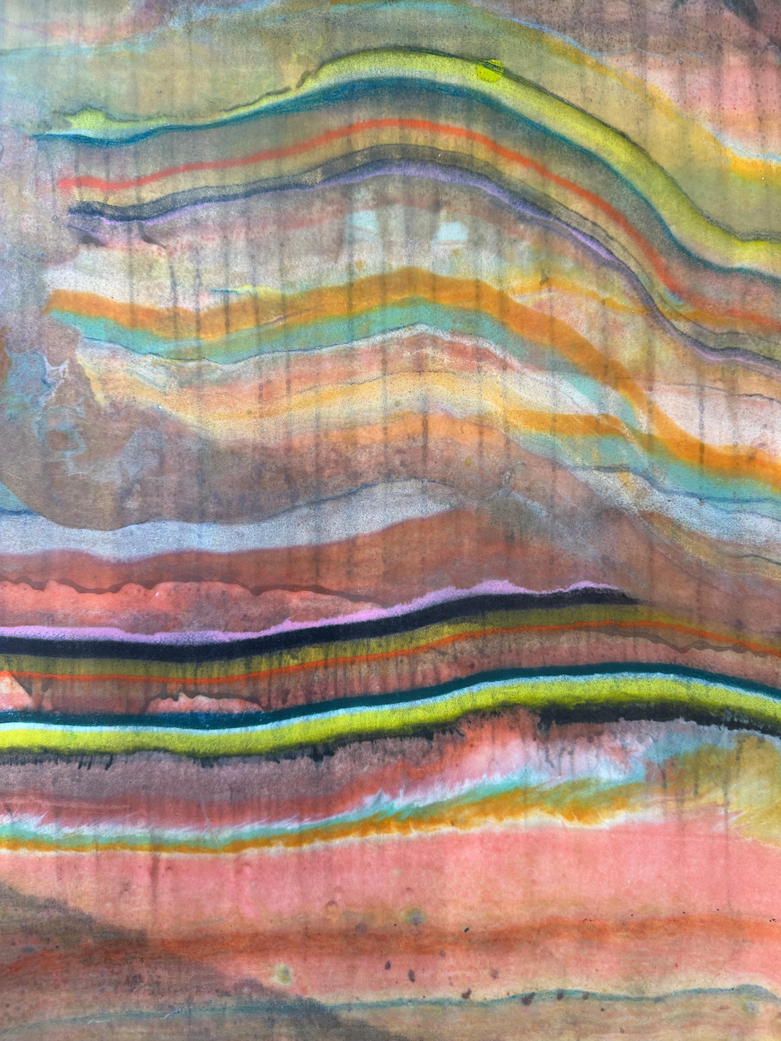 Talking to Rocks 10 - Monotipo geologico astratto contemporaneo ad encausto, 2023 1