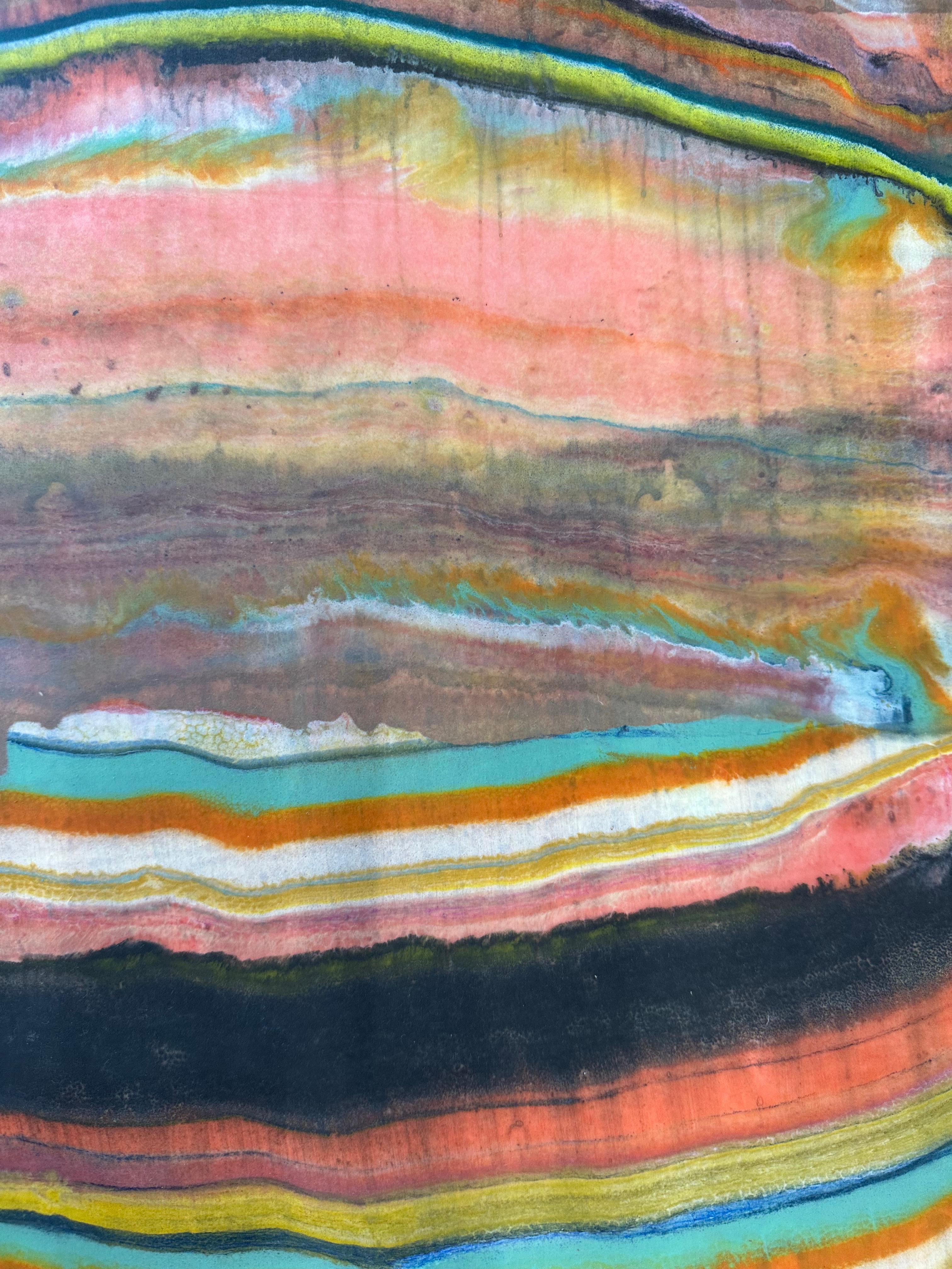 Talking to Rocks 10 - Monotipo geologico astratto contemporaneo ad encausto, 2023 2