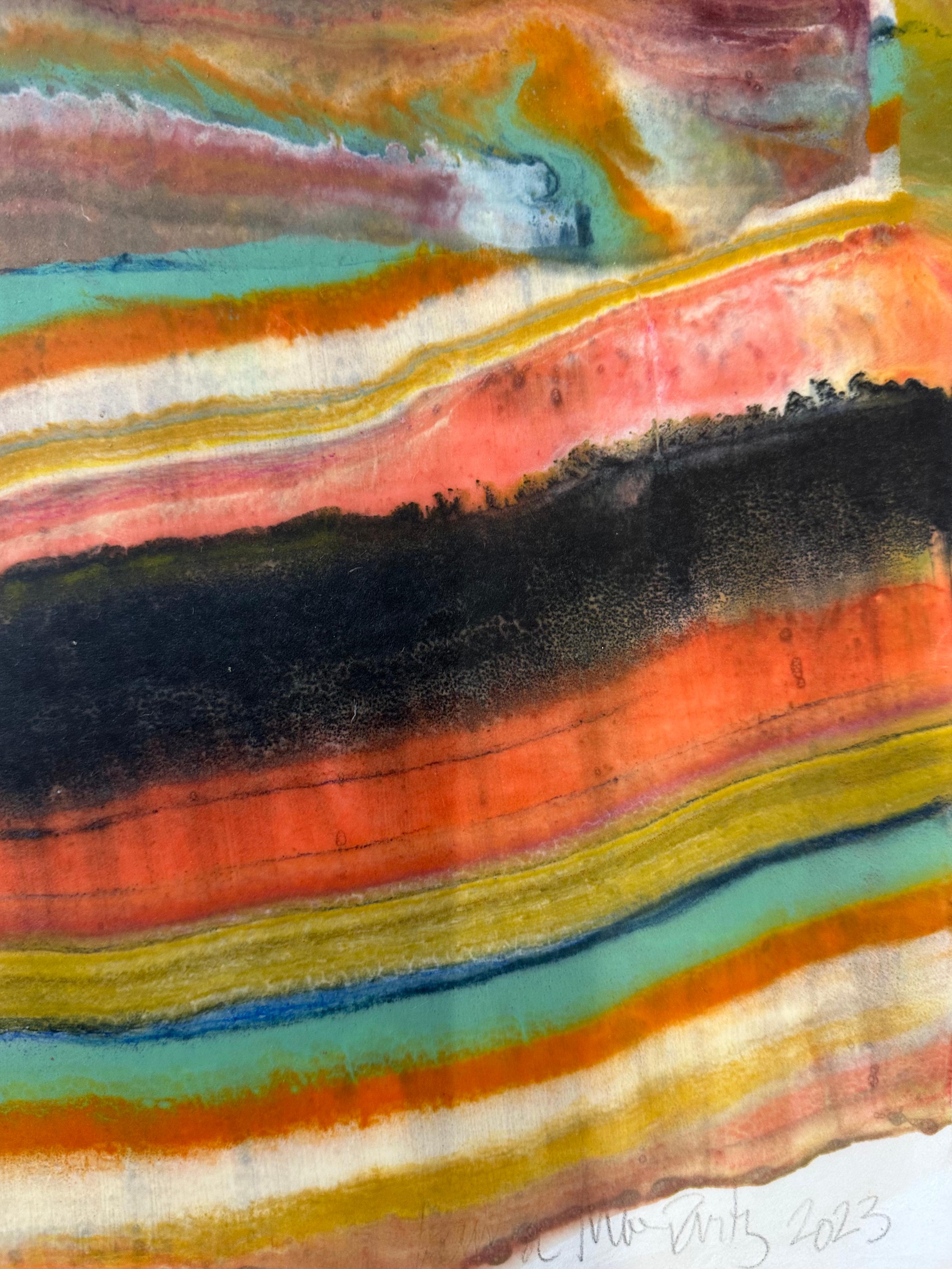 Talking to Rocks 10 - Monotipo geologico astratto contemporaneo ad encausto, 2023 3