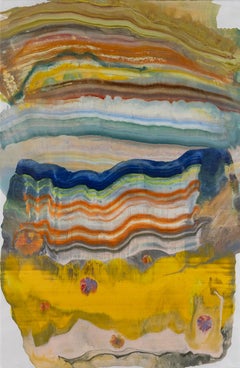 Temporary Coagulations - Contemporary Geological Encaustic Monotype Yellow, 2024