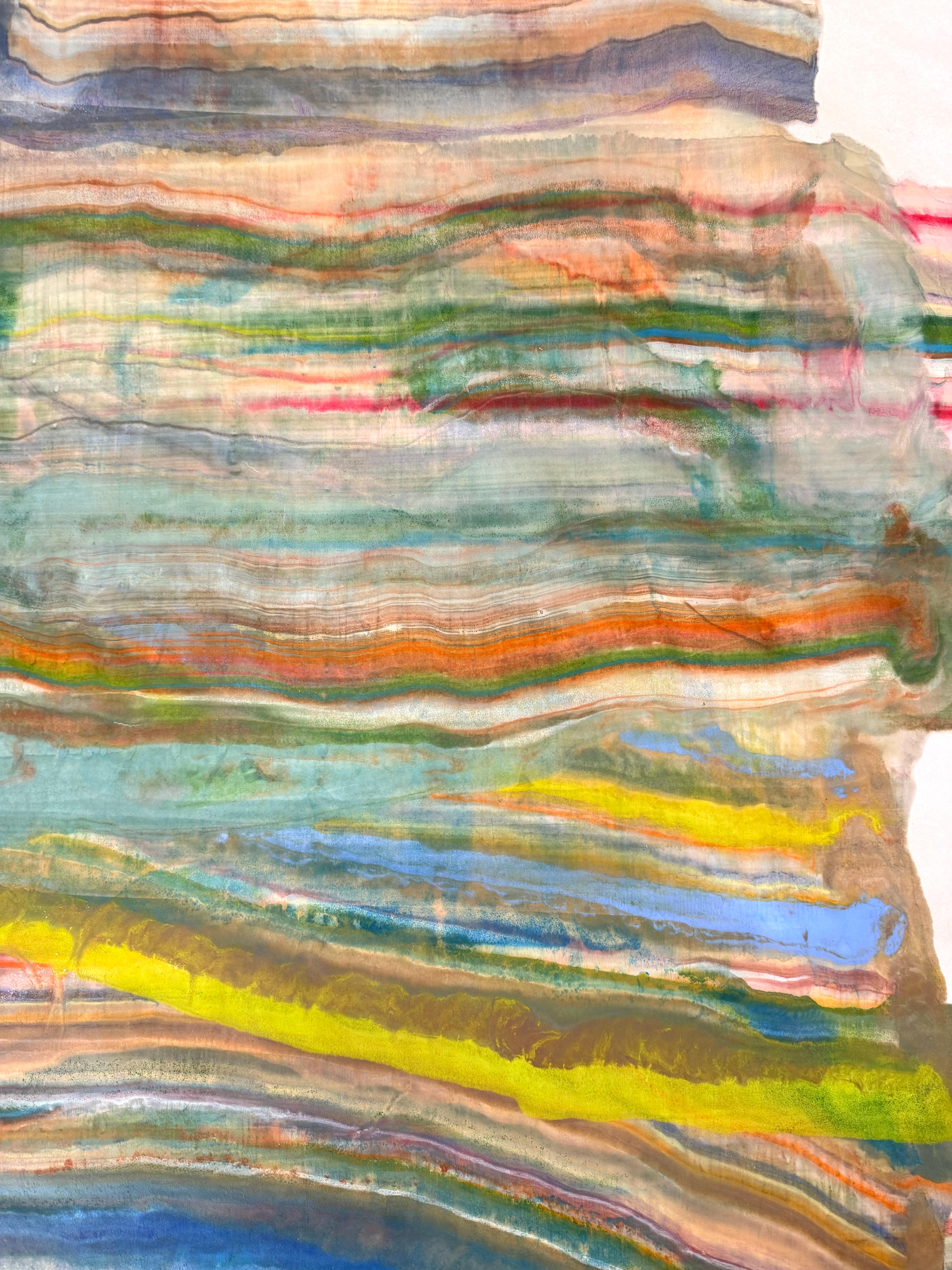 Tremendous Years of Recurrence - Abstrakte Geologie Enkaustik-Monotypie, 2024 – Print von Laura Moriarty