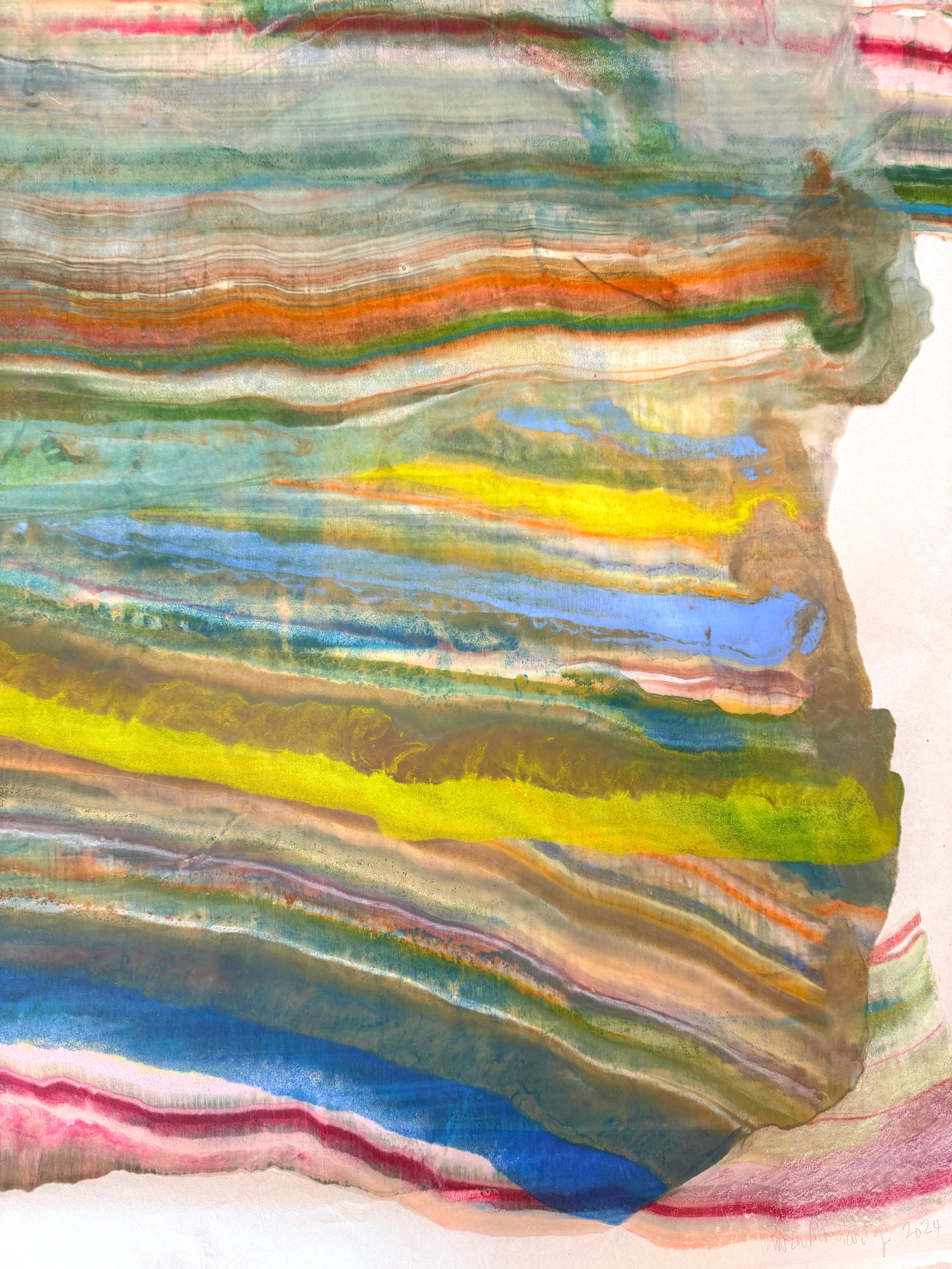 Tremendous Years of Recurrence - Abstrakte Geologie Enkaustik-Monotypie, 2024 (Zeitgenössisch), Print, von Laura Moriarty