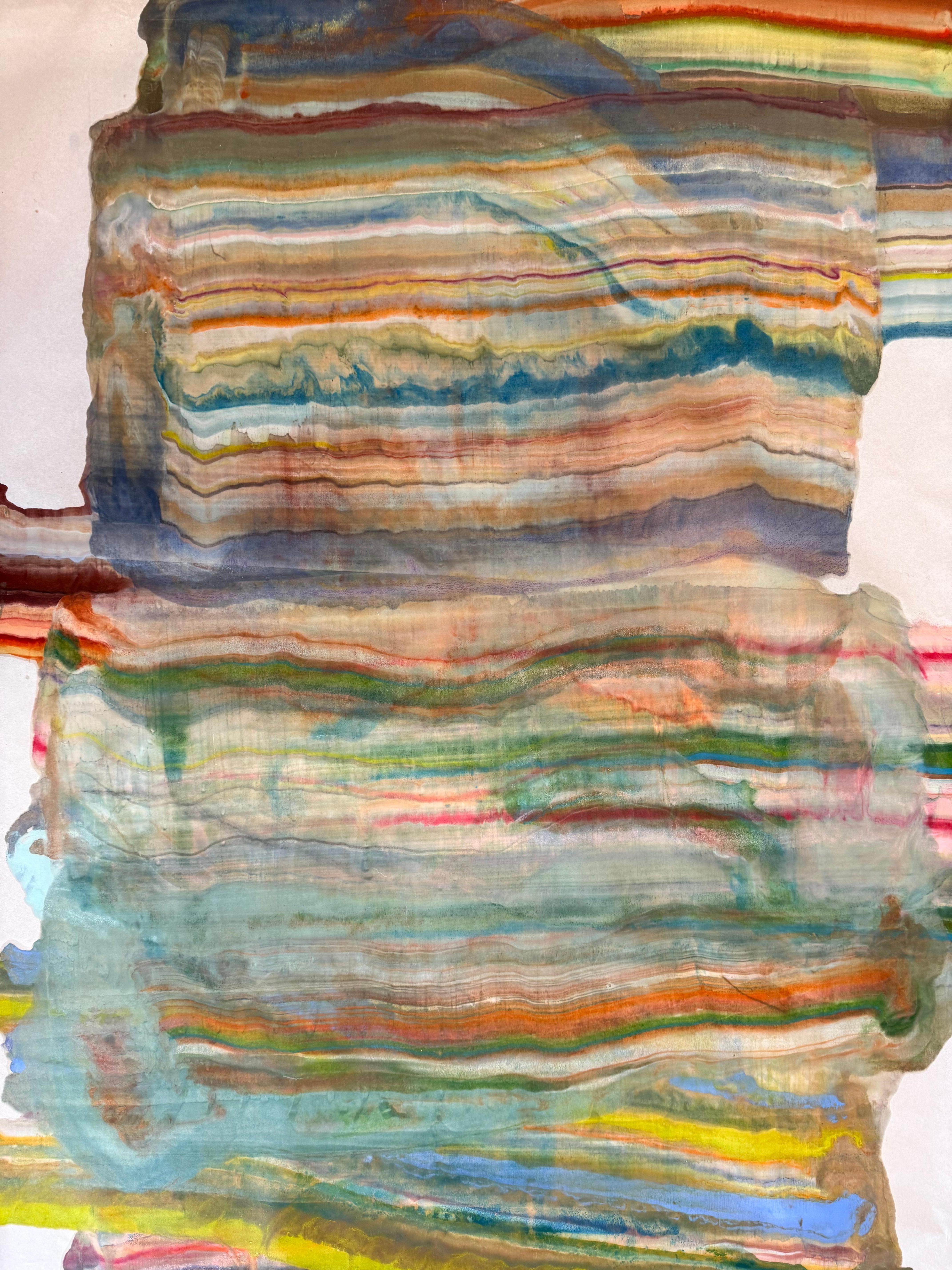 Tremendous Years of Recurrence - Abstrakte Geologie Enkaustik-Monotypie, 2024 im Angebot 1