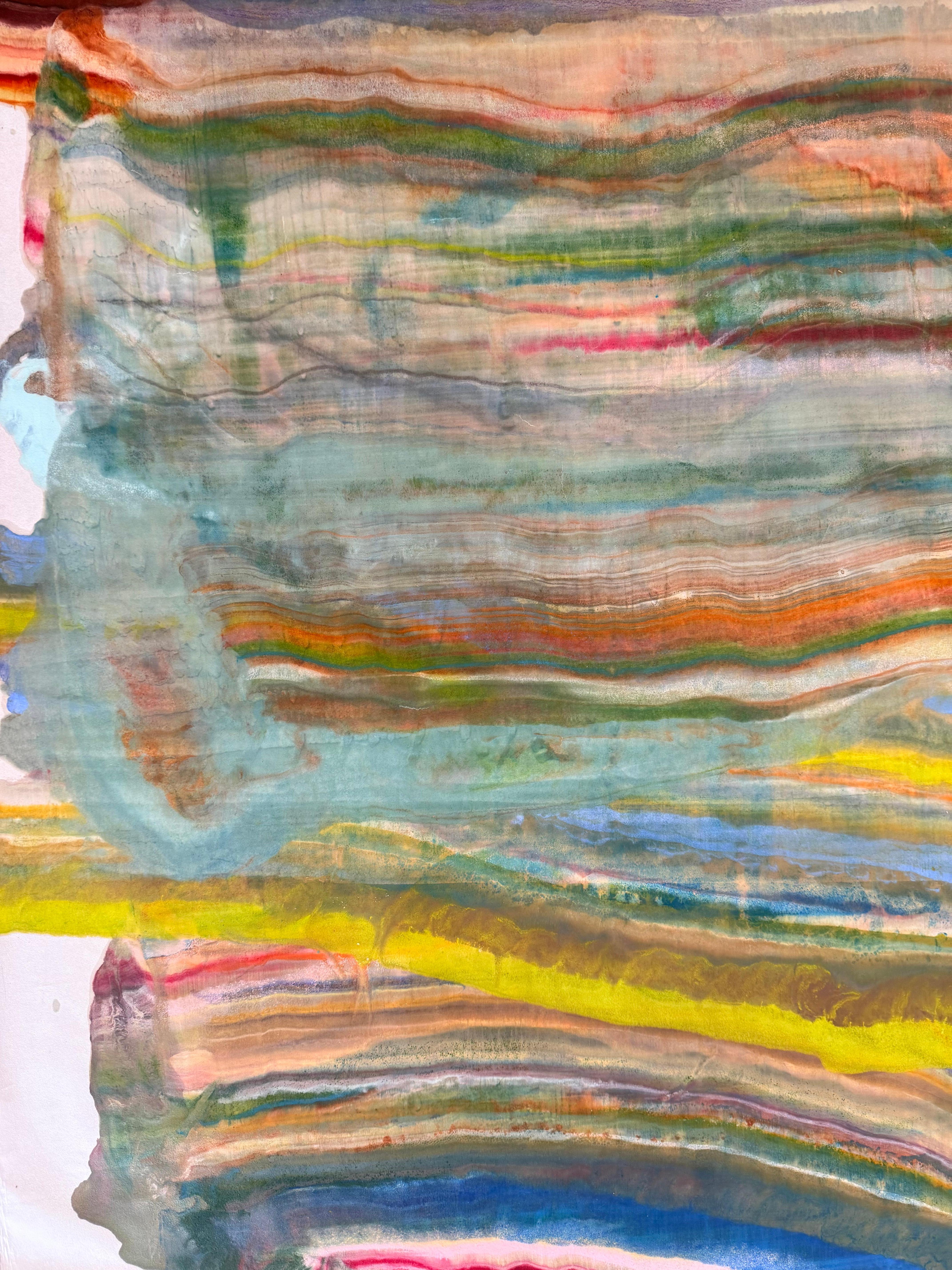 Tremendous Years of Recurrence - Abstrakte Geologie Enkaustik-Monotypie, 2024 im Angebot 3