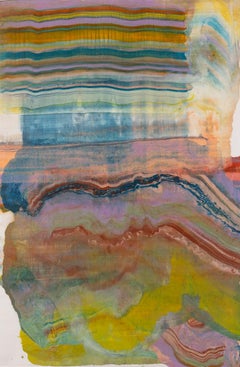 Inquebrantable - Monotipo Encáustico Geología Abstracta Contemporánea Amarillo Lila, 2025