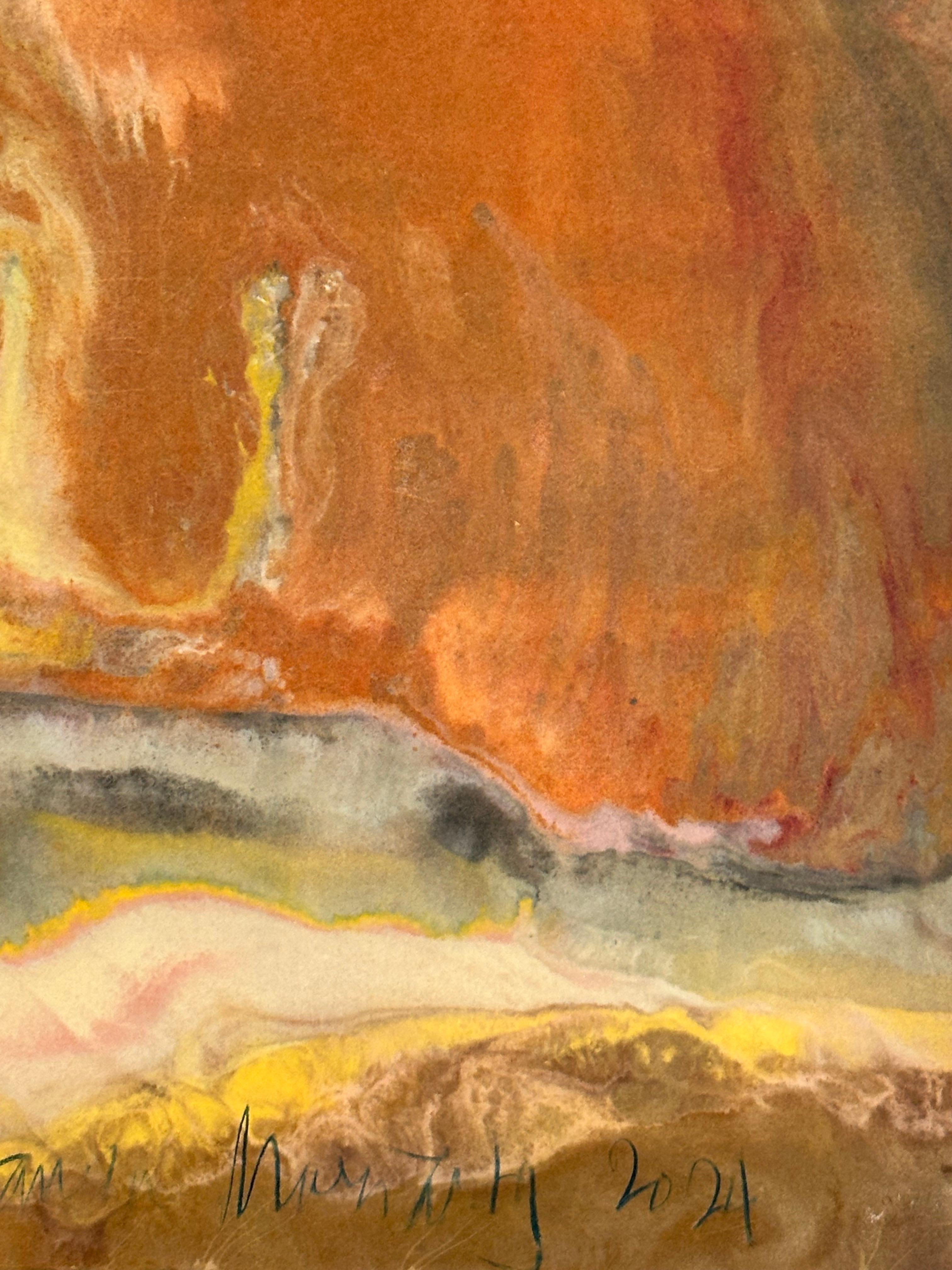 Galleria del vento - Monotipo a encausto di geologia astratta contemporanea, 2024 in vendita 7