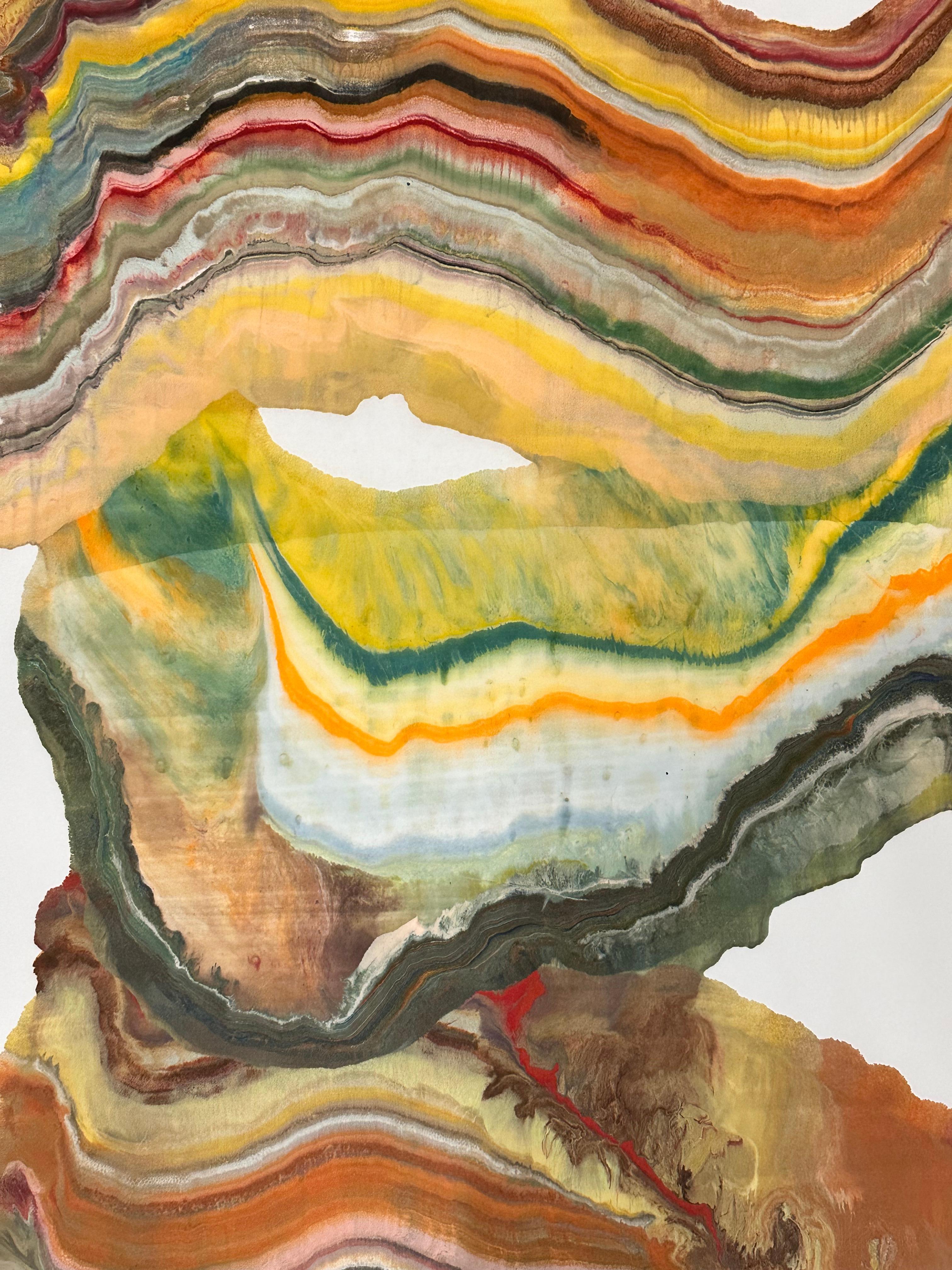 Galleria del vento - Monotipo a encausto di geologia astratta contemporanea, 2024 - Print di Laura Moriarty