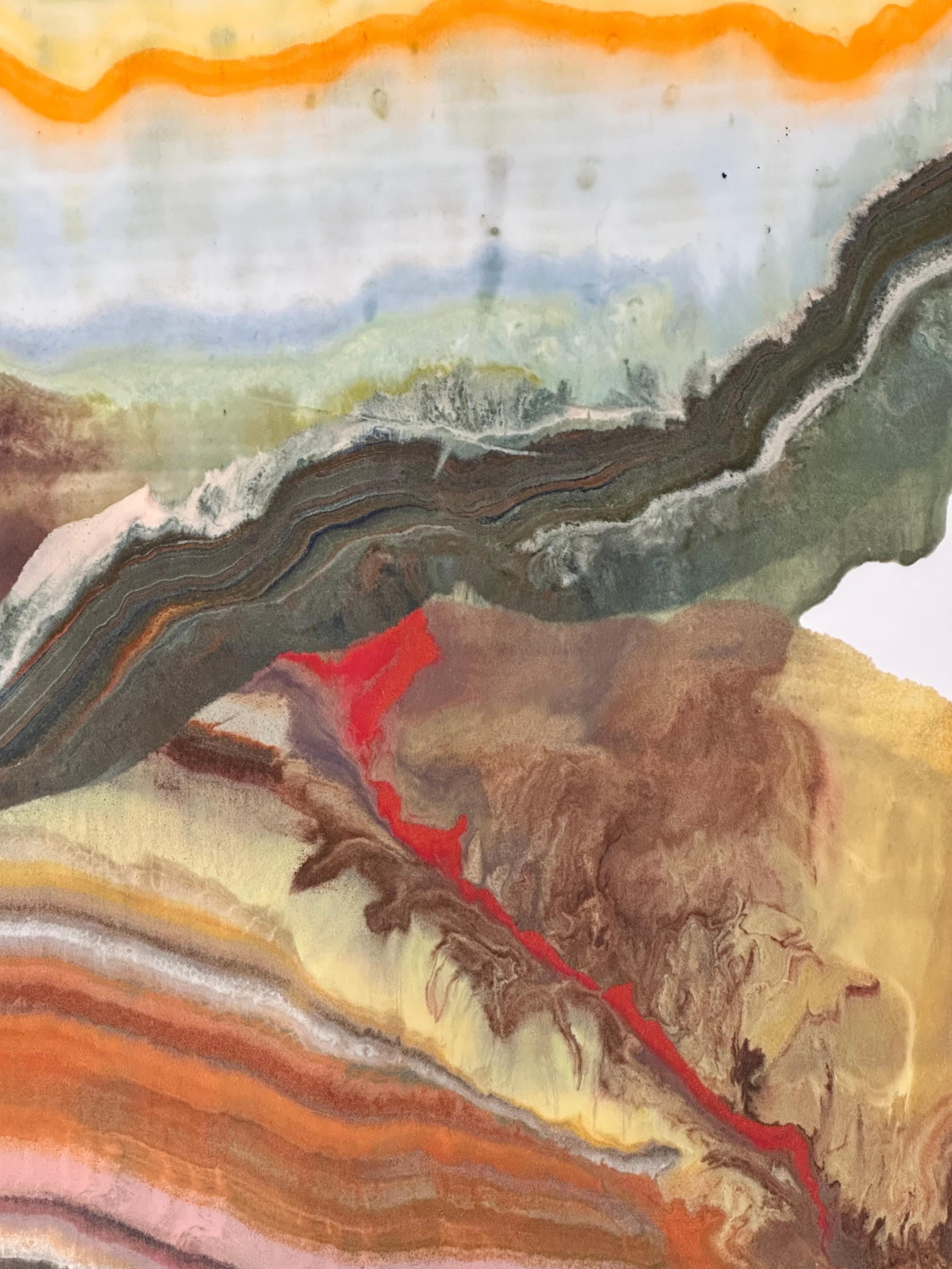 Galleria del vento - Monotipo a encausto di geologia astratta contemporanea, 2024 in vendita 1