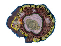 Cerulean Meteorite - Abstract Geology Encaustic Geode Sculpture, 2025