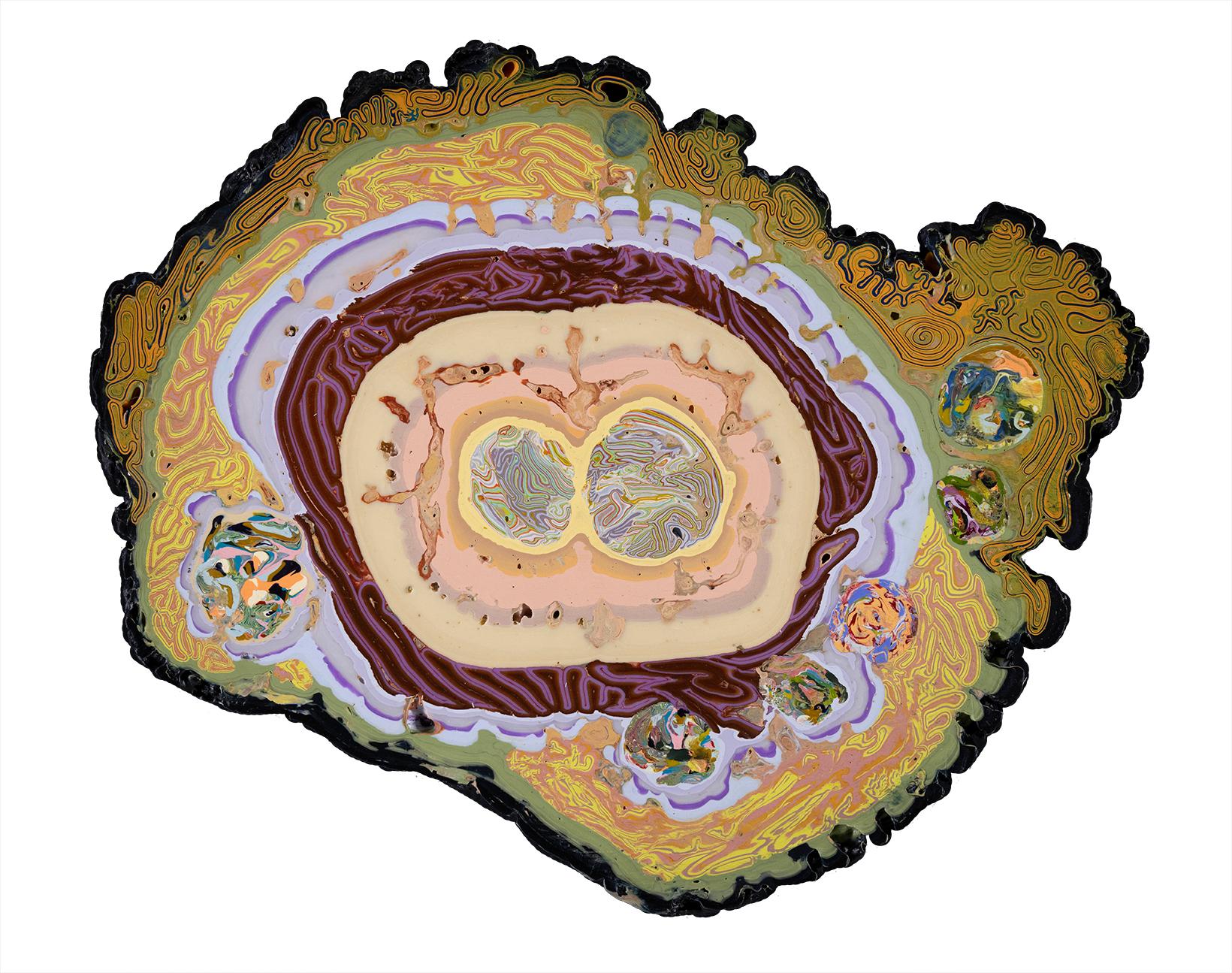 Indigo Meteorite - Abstract Geology Encaustic Geode Sculpture, 2025