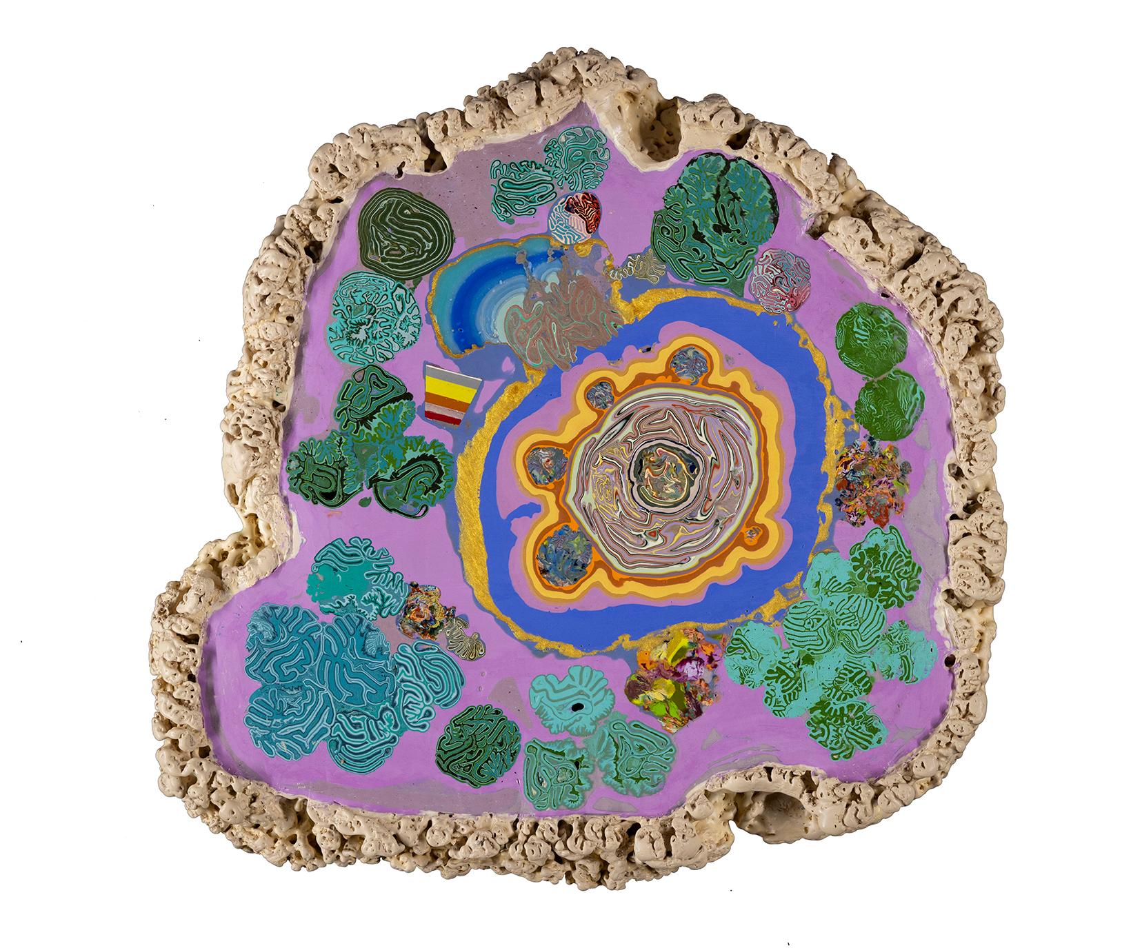 Puddle - Contemporary Abstract Geology Encaustic Beeswax Geode Sculpture, 2025