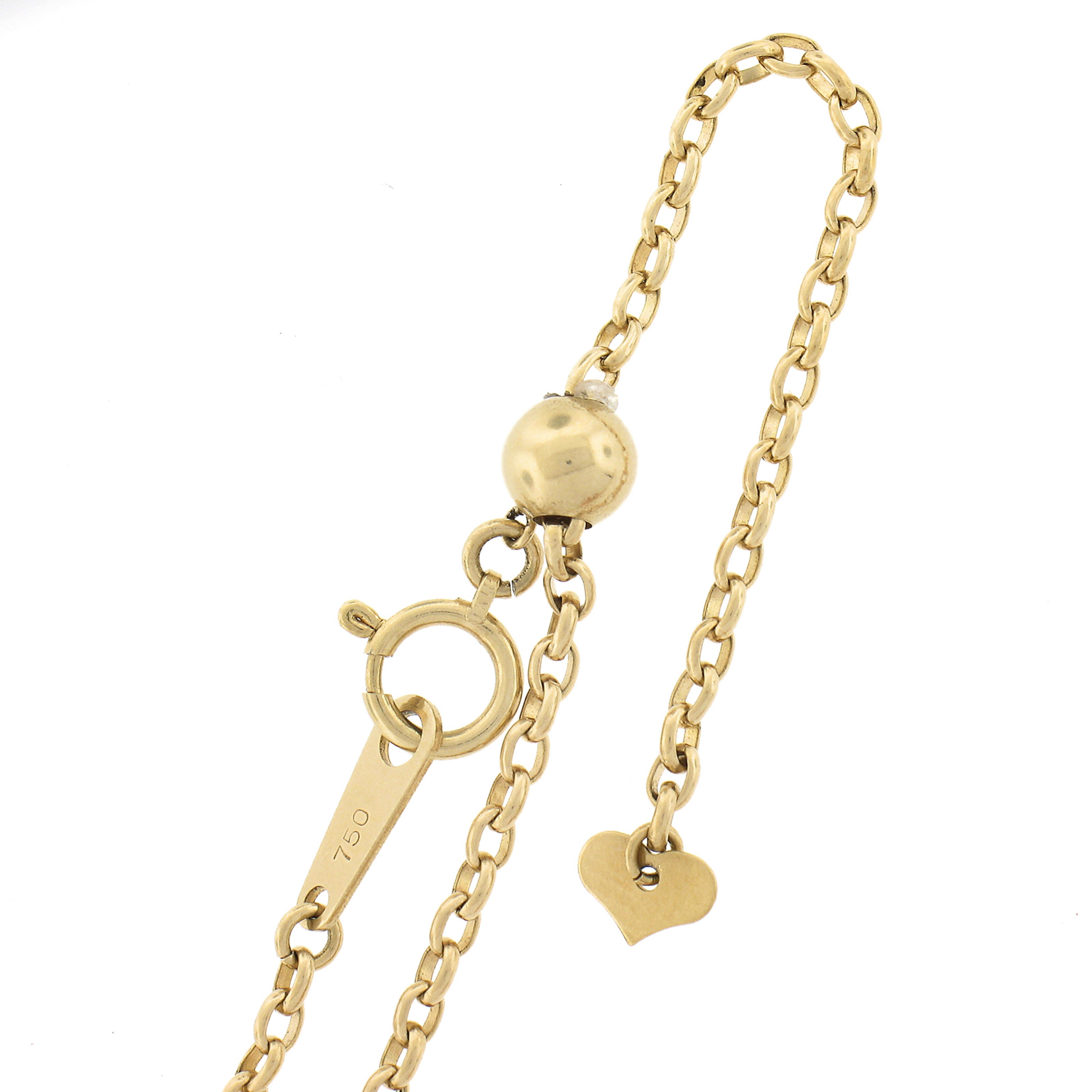 Laura Munder 18K Gold Mandarin Garnet & Diamond Pendant w/ Adjustable Rolo Chain For Sale 1