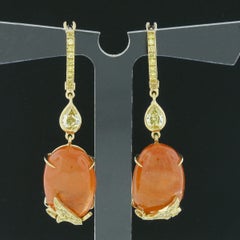 Laura Munder 18k Gold Mandarin Garnet Fancy Yellow Diamond Drop Dangle Earrings