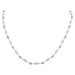 Collana a perline Laura Munder in oro bianco 18 carati con diamanti da 1,20 carati e peridoti