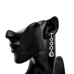 Pendientes Colgantes Laura Munder de Amatista y Diamante en Oro de 18 quilates