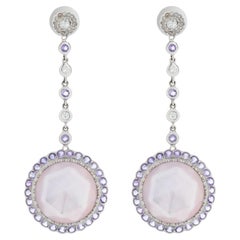 Laura Munder Amethyst, Diamond and Mother of Pearl Dangle Earrings in 18KW Gold