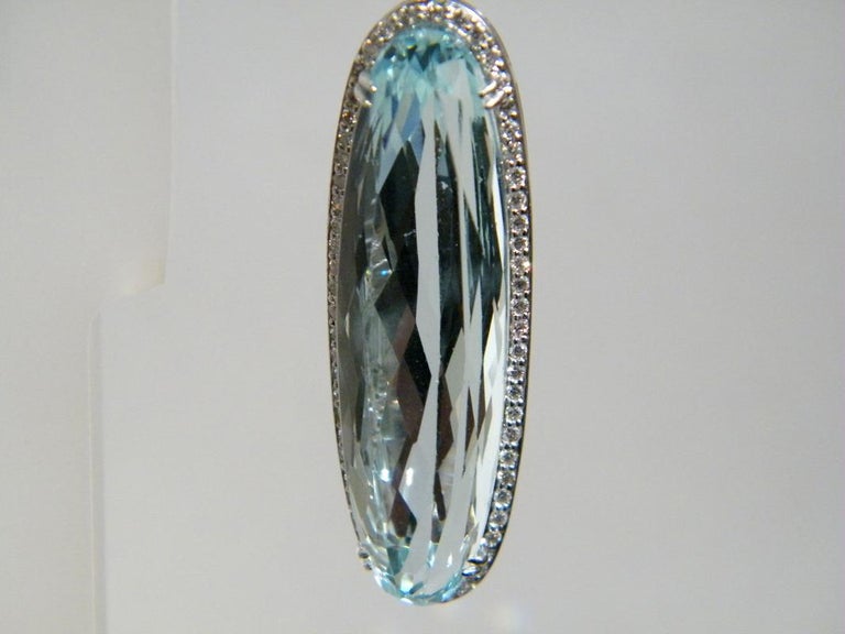Oval Cut Laura Munder Aquamarine Diamond White Gold Earrings For Sale