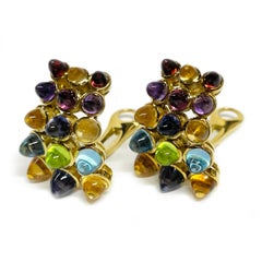 Laura Munder Clip-On Earrings in Yellow Gold with Multi-Gemstones.