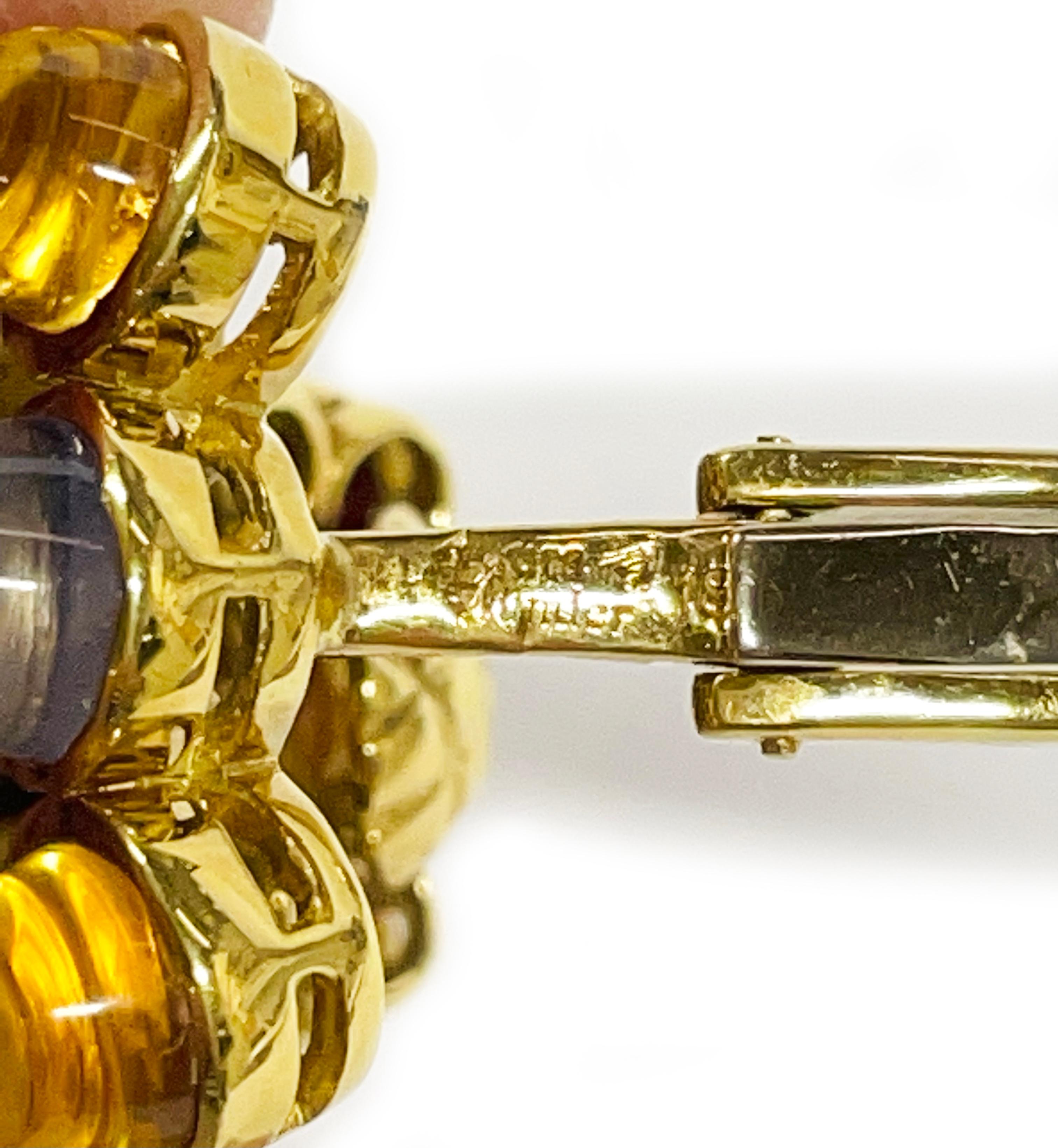 Laura Munder Clip-On Earrings in Yellow Gold with Multi-Gemstones. For Sale 1