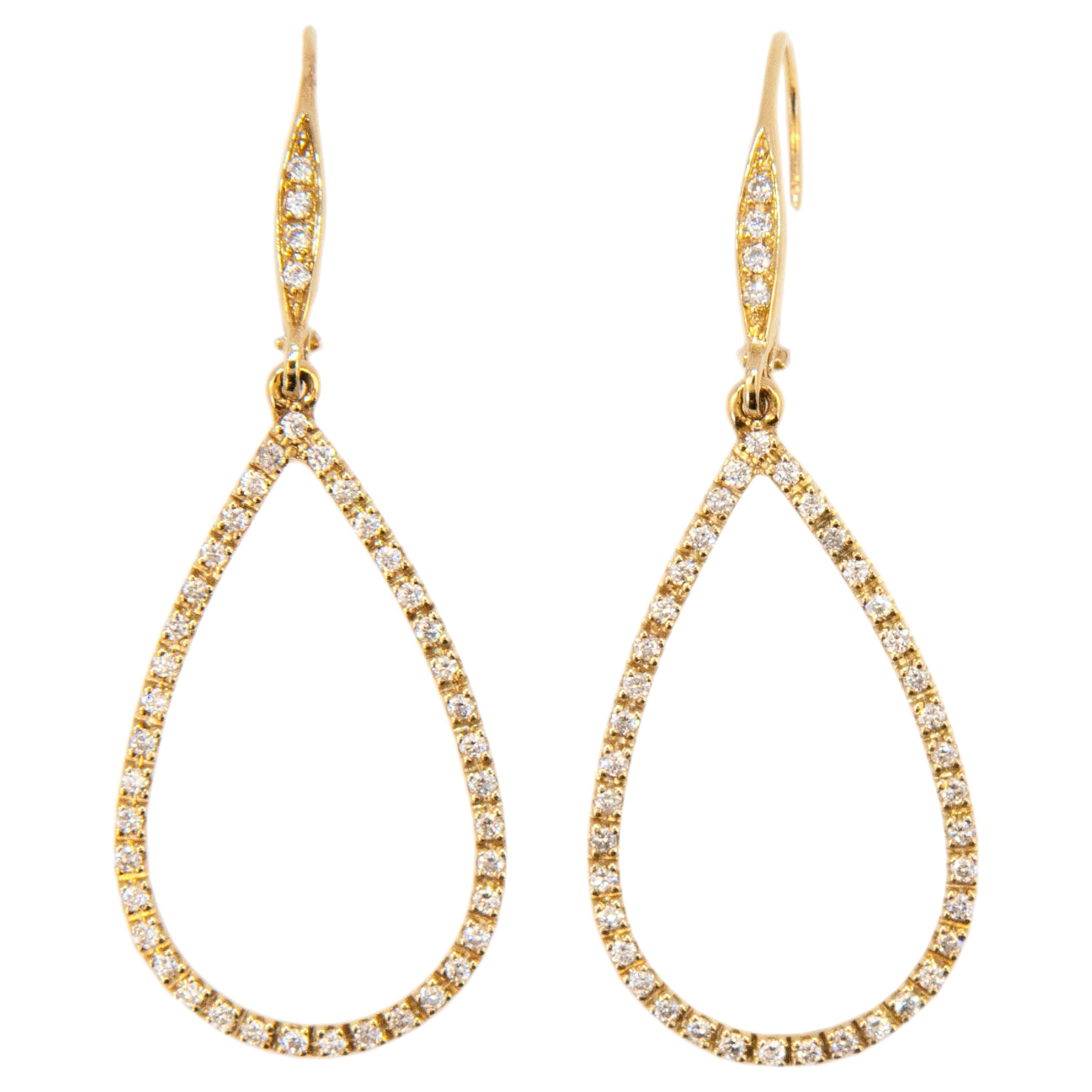 Laura Munder Diamond Drop Yellow Gold Leverback Earrings